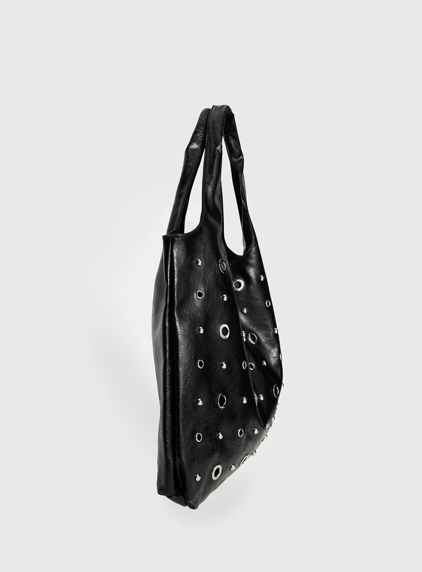 Find Your Love Eyelet Detail Shoulder Bag Black