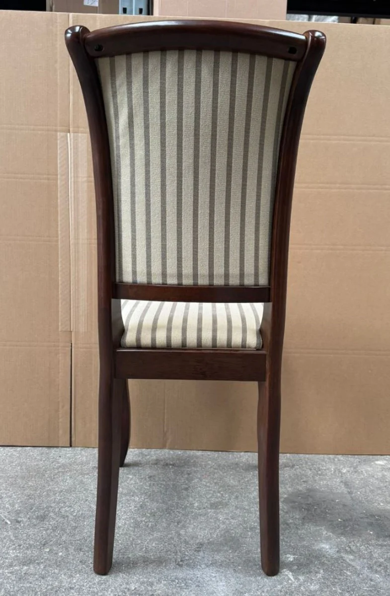 Baroque dining room chair cream / silver / dark brown - dining room furniture