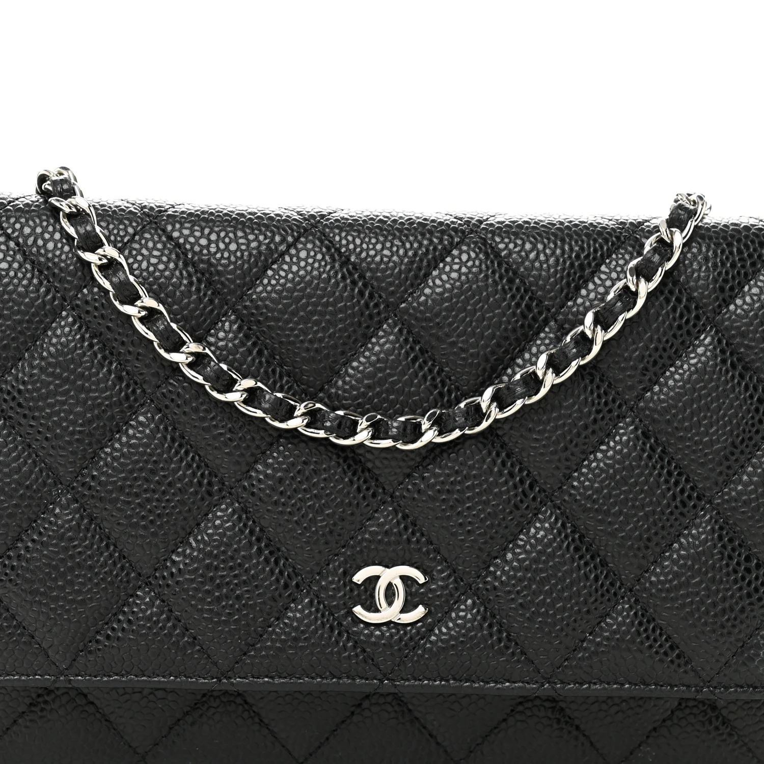 Caviar Quilted Wallet on Chain WOC Black - Top Club