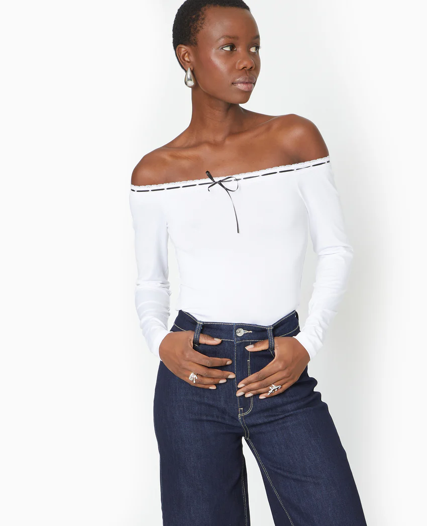 Pimkie Top encolure Bardot avec noeud contrasté