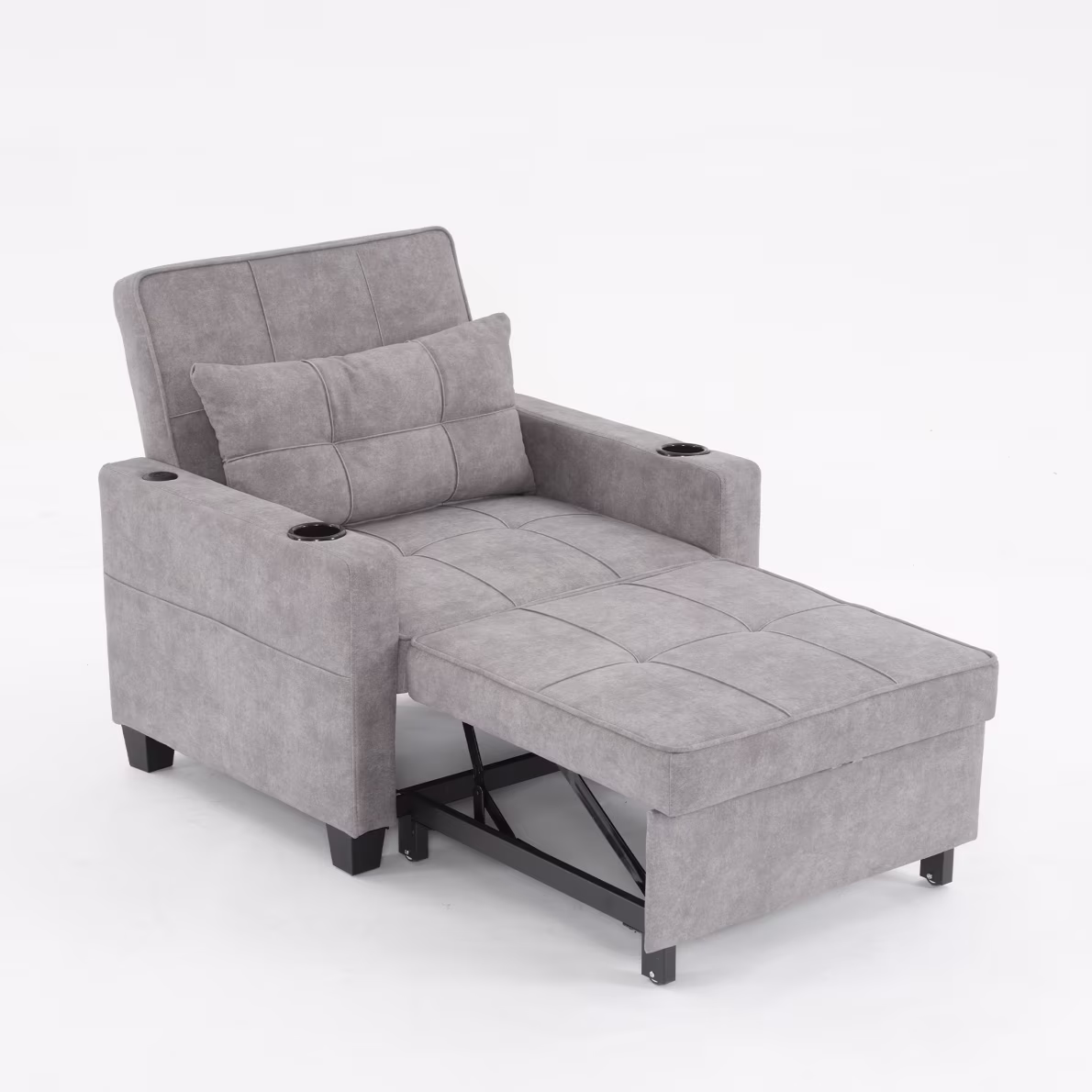 Convertible Futon Sofa Bed, 3 - in - 1 Multi - Functional Sleeper Chair Bed with USB Ports, Adjustable Backrest Recliner, for Living Room Bedroom Small Space, Tech Cloth, Dark Grey