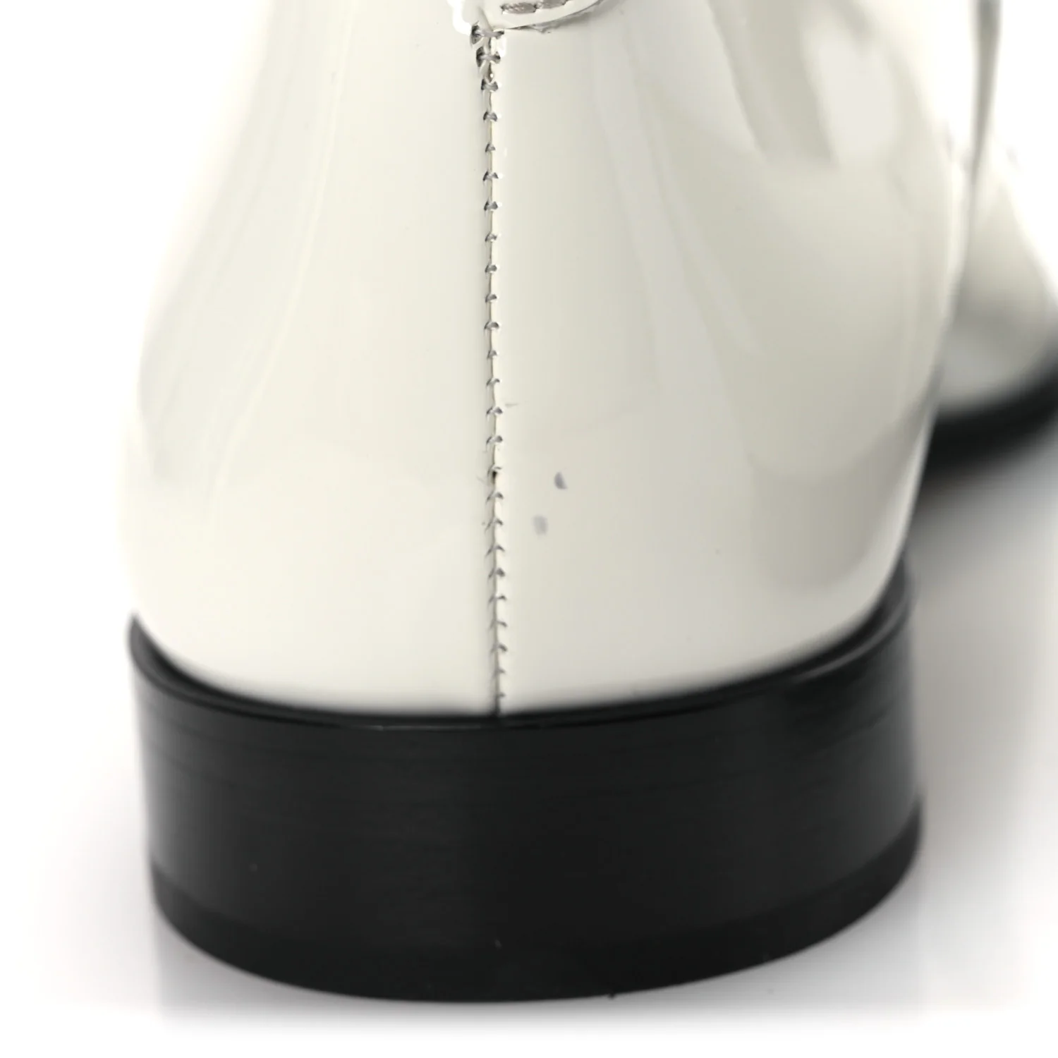 Patent Calfskin Mary Janes Flats 39 White Black - Top Club