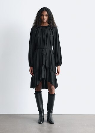 & Other Stories FLOUNCED BALLOON-SLEEVE MINI DRESS
