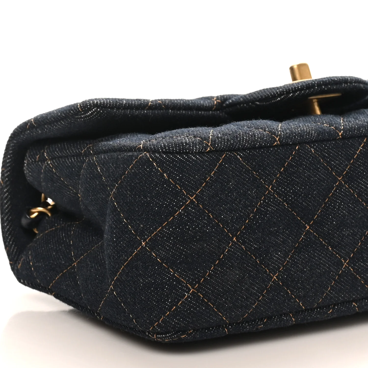 Denim Quilted Mini Rectangular Flap Dark Blue - Top Club
