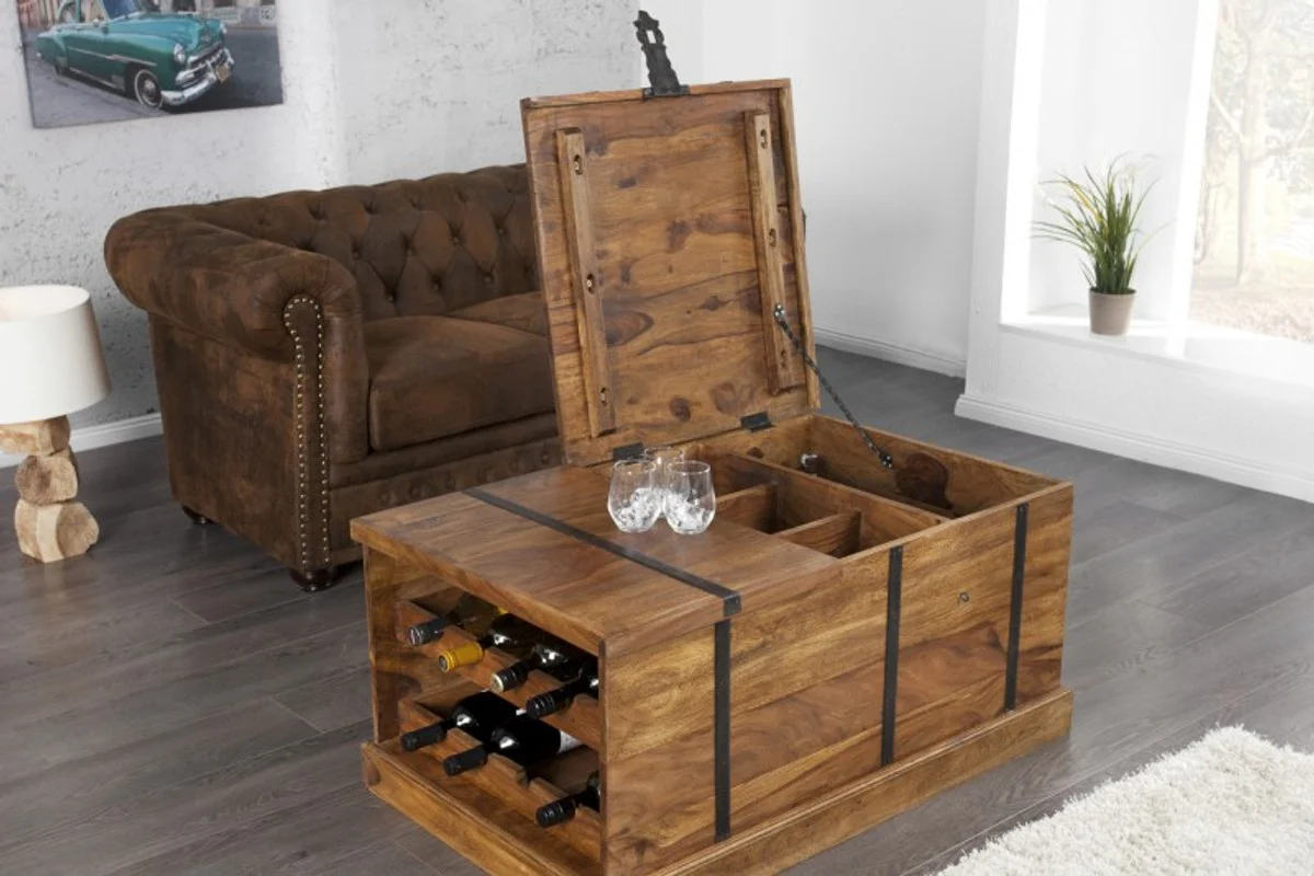 Designer solid wood coffee table natural 100 x H. 40 cm - home bar - salon living room table - unique