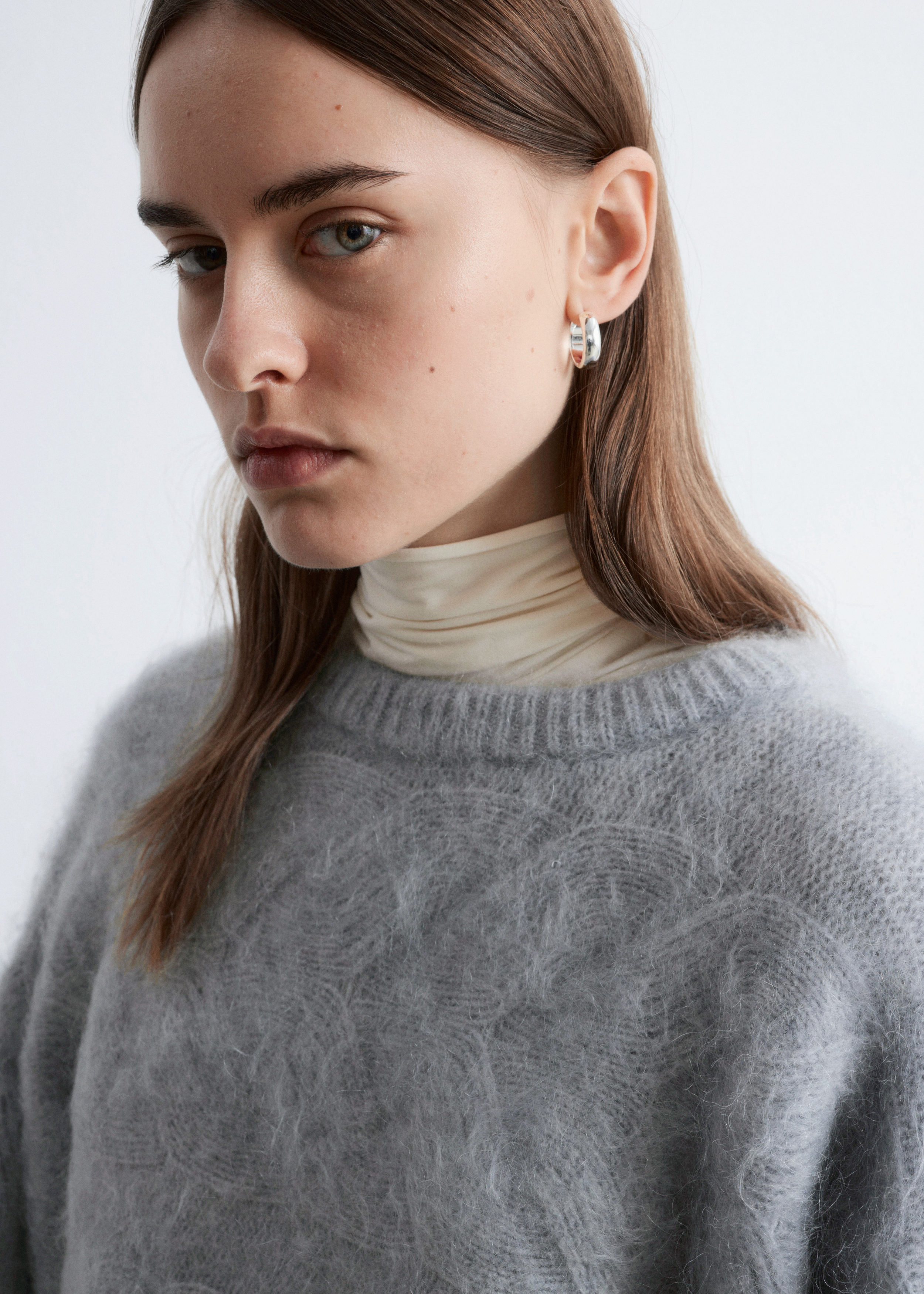 & Other Stories MOHAIR-BLEND CABLE-KNIT JUMPER