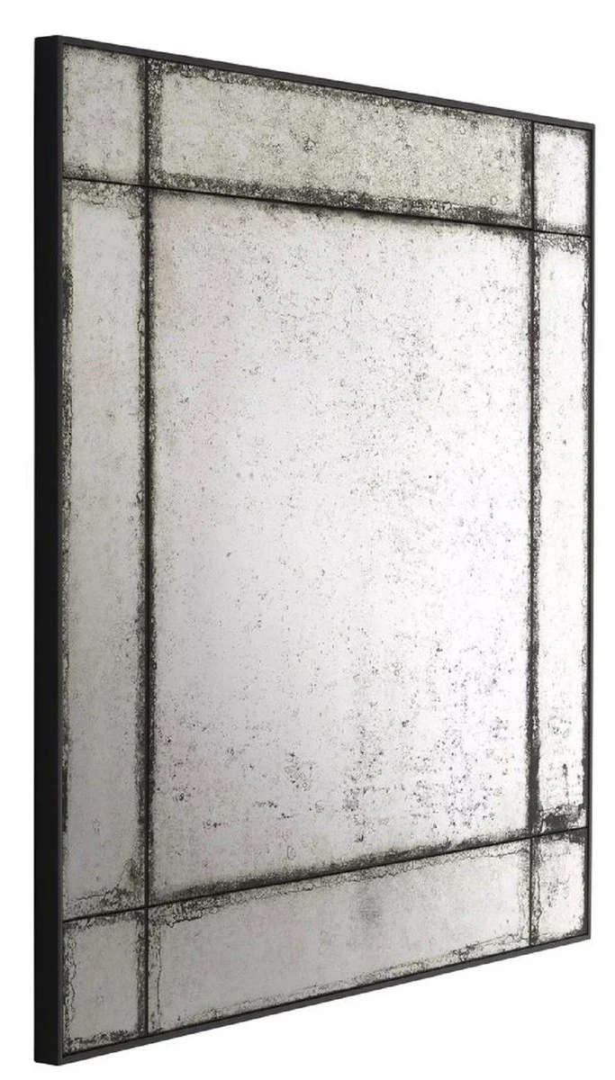 Luxury wall mirror 100 x 3 x H. 100 cm - Square mirror with mahogany frame and antique mirror glass - Living room mirror - Bedroom mirror - Cloakroom mirror
