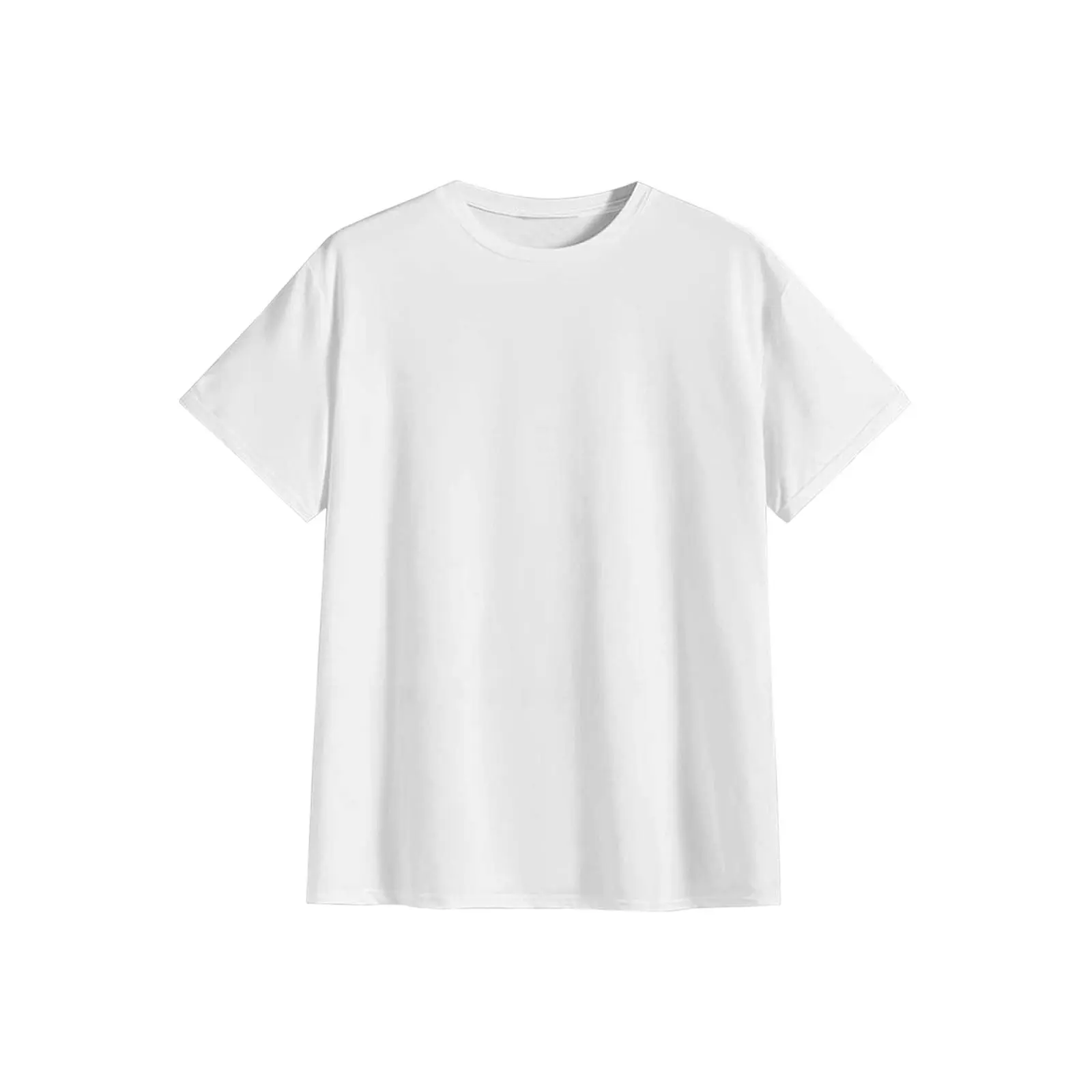 Unisex Oversized Heavyweight Pure Cotton T-Shirt, Reinforced Crew Neck Breathable Short Sleeve Plain Top for All-Season Casual Wear