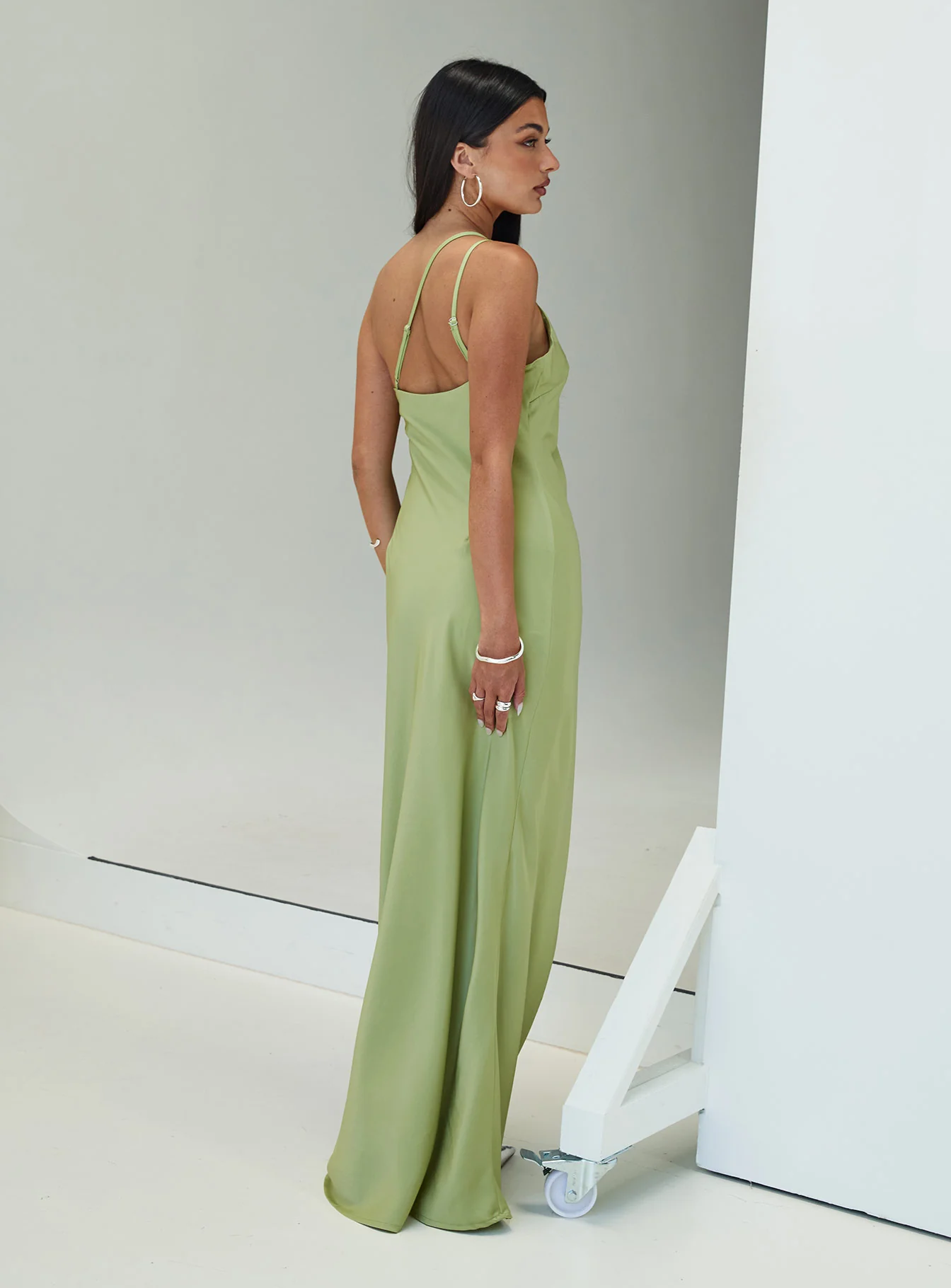 Nehemiah One Shoulder Maxi Dress Green