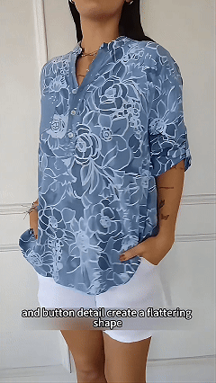 Women's Casual Printed Shirt with Patch Pockets and Sequins - Nordfashionstorm - Women's Clothing, Fashion for You - Nordfashionstorm.com