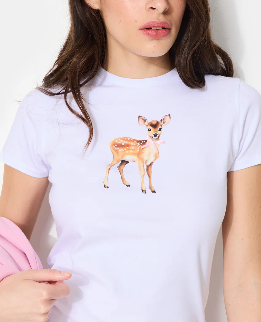 Pimkie T-shirt ajusté avec print faon + nœud cousu
