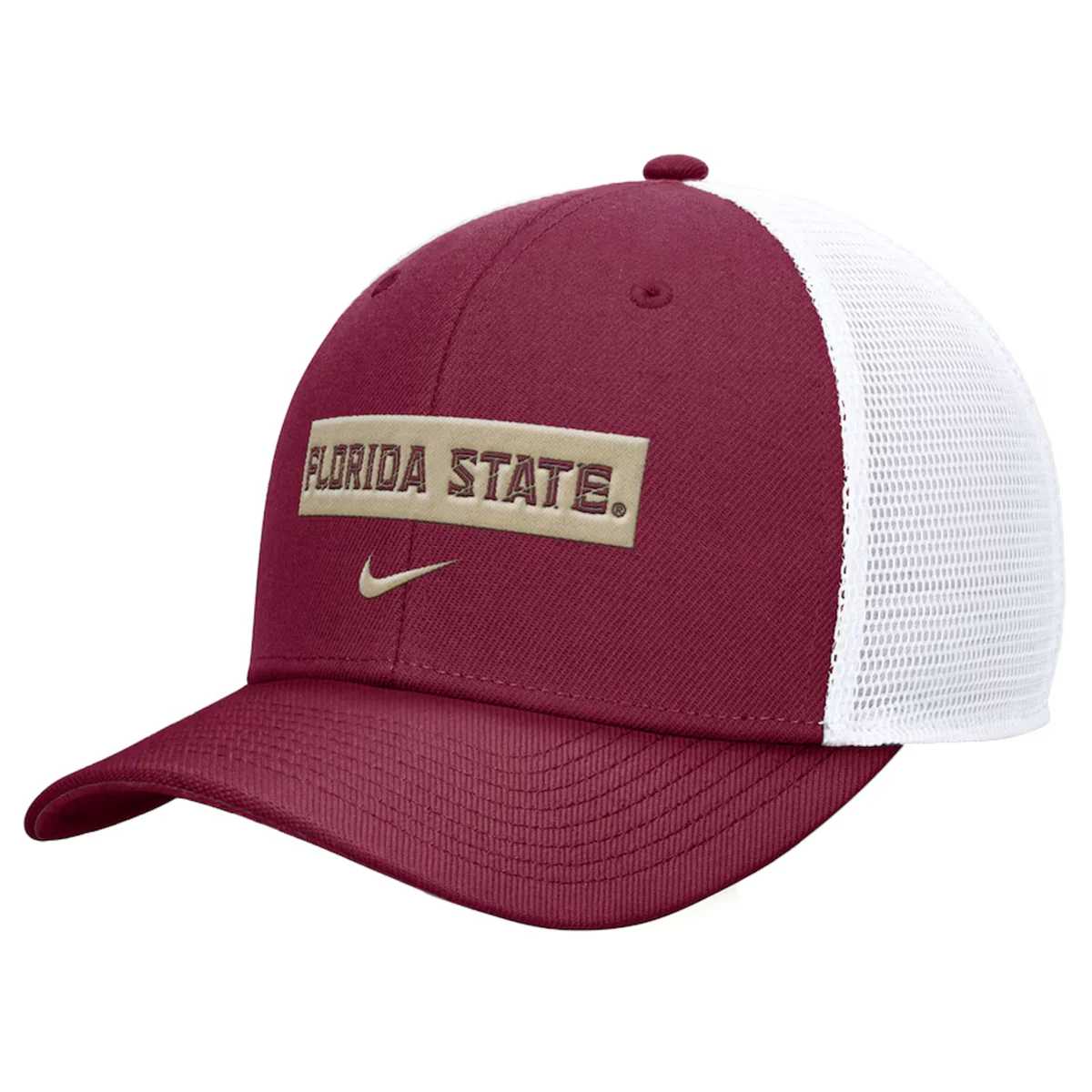 Nike Youth Florida State Adjustable Dri-fit Rise Structured Trucker Cap - Garnet/White - MoB Apparel