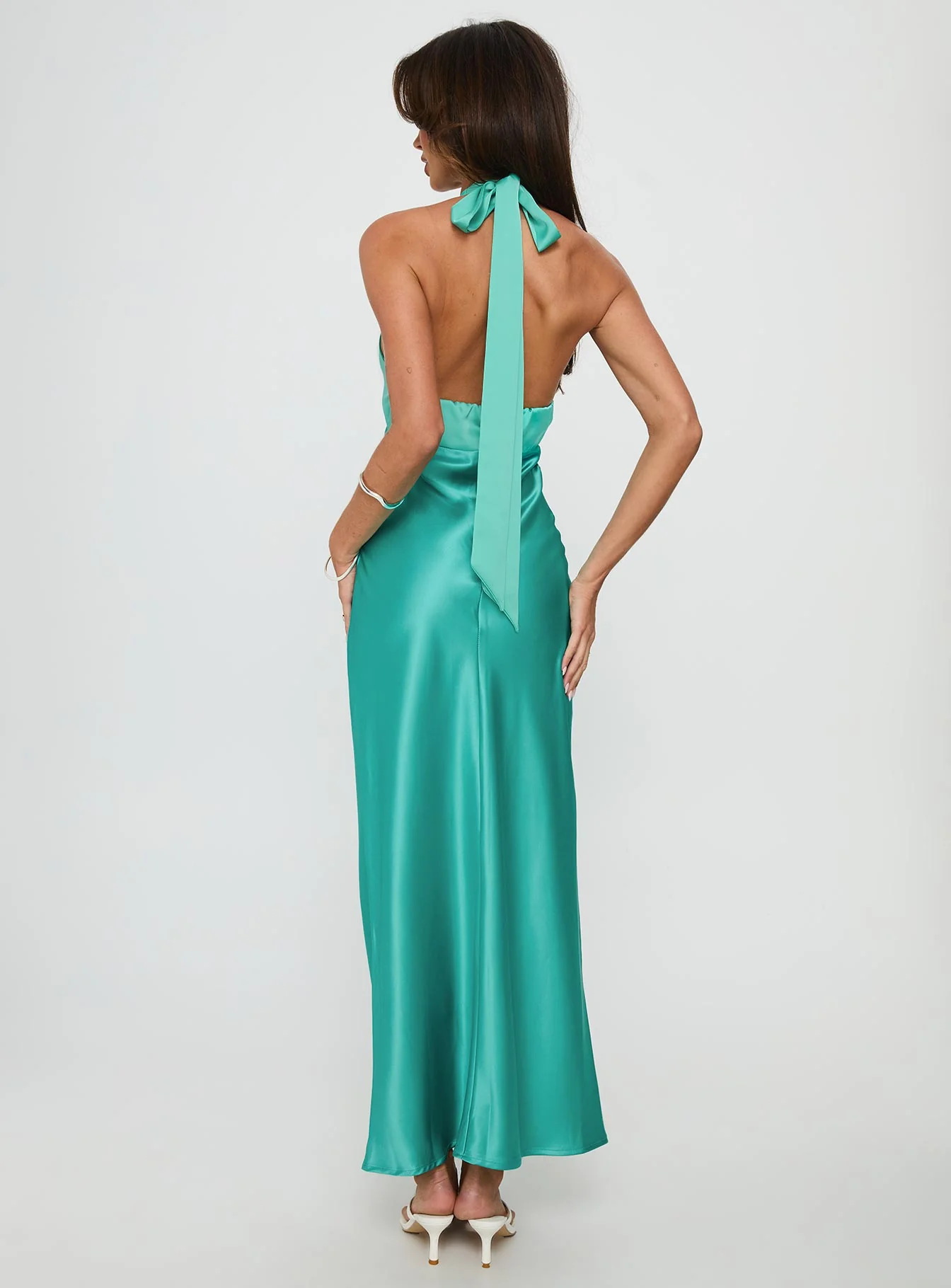 Annalia Scarf Tie Maxi Dress Aqua