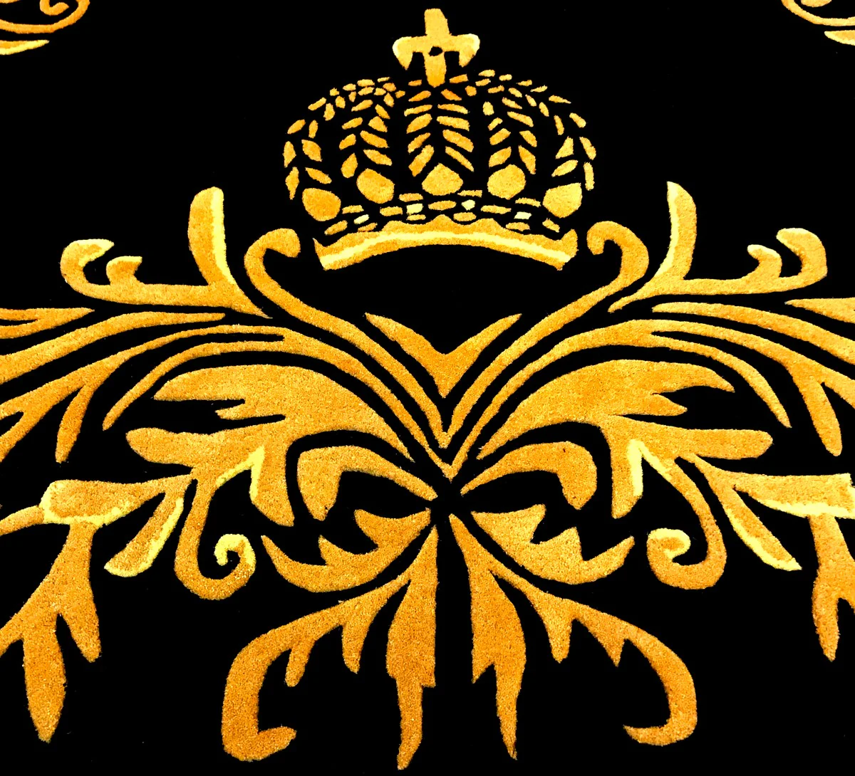 Pompöös by luxury carpet by Harald Glööckler 120 x 170 cm crown black / gold - baroque design carpet - hand-woven from wool