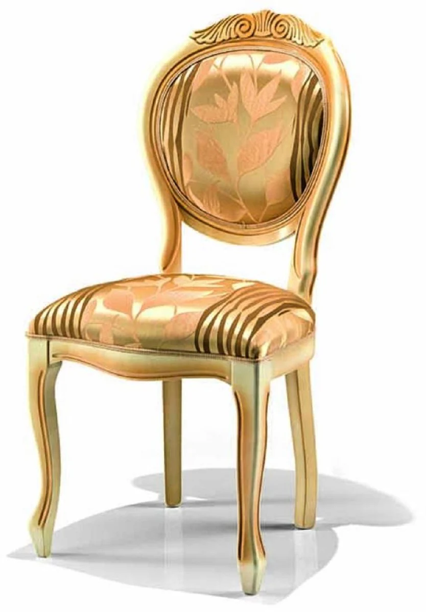 Luxury Baroque Dining Room Chair Gold / Ivory / Beige H. 102 cm - Made in Italy