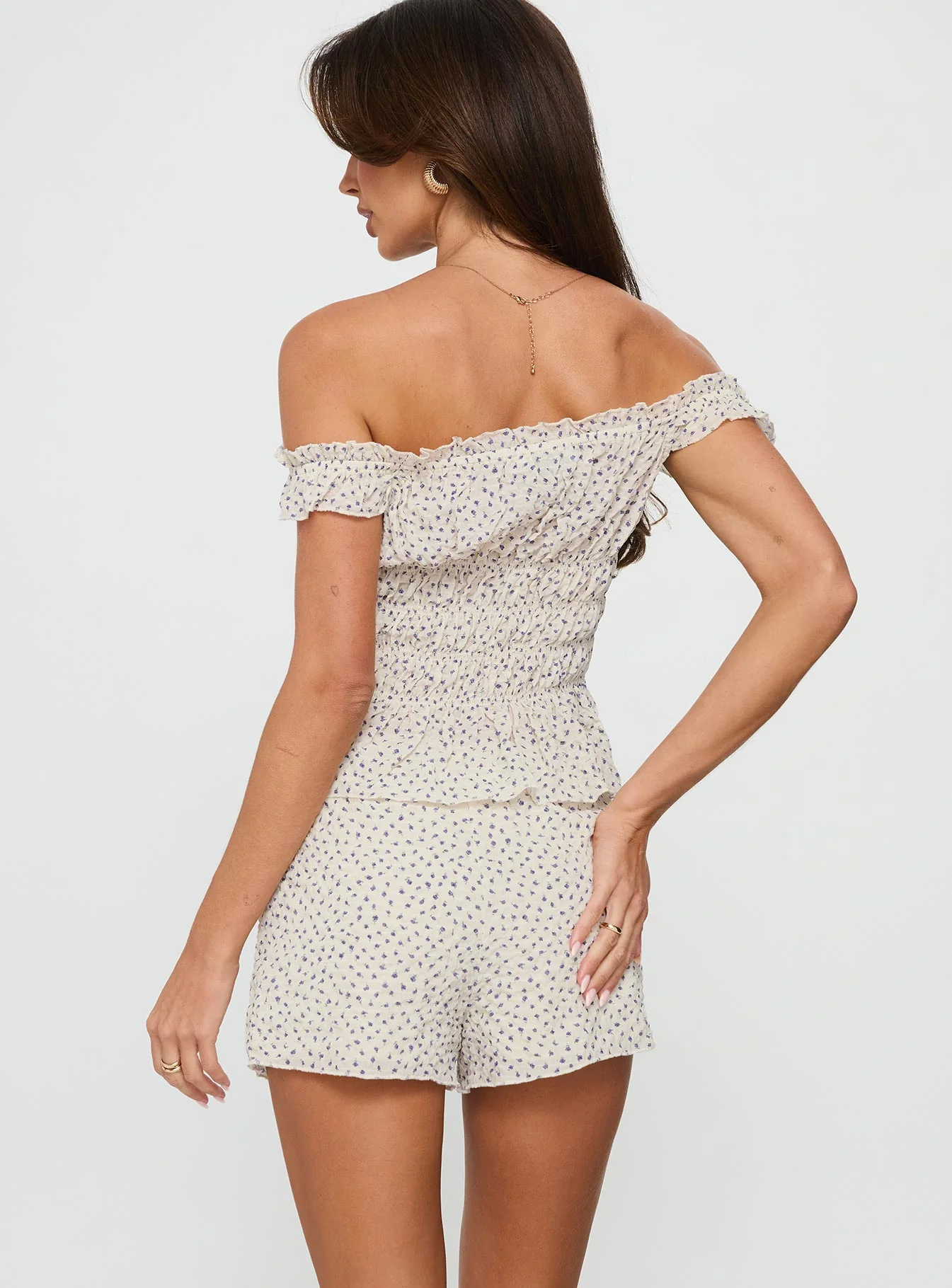 Eliya Shirred Set Cream Floral