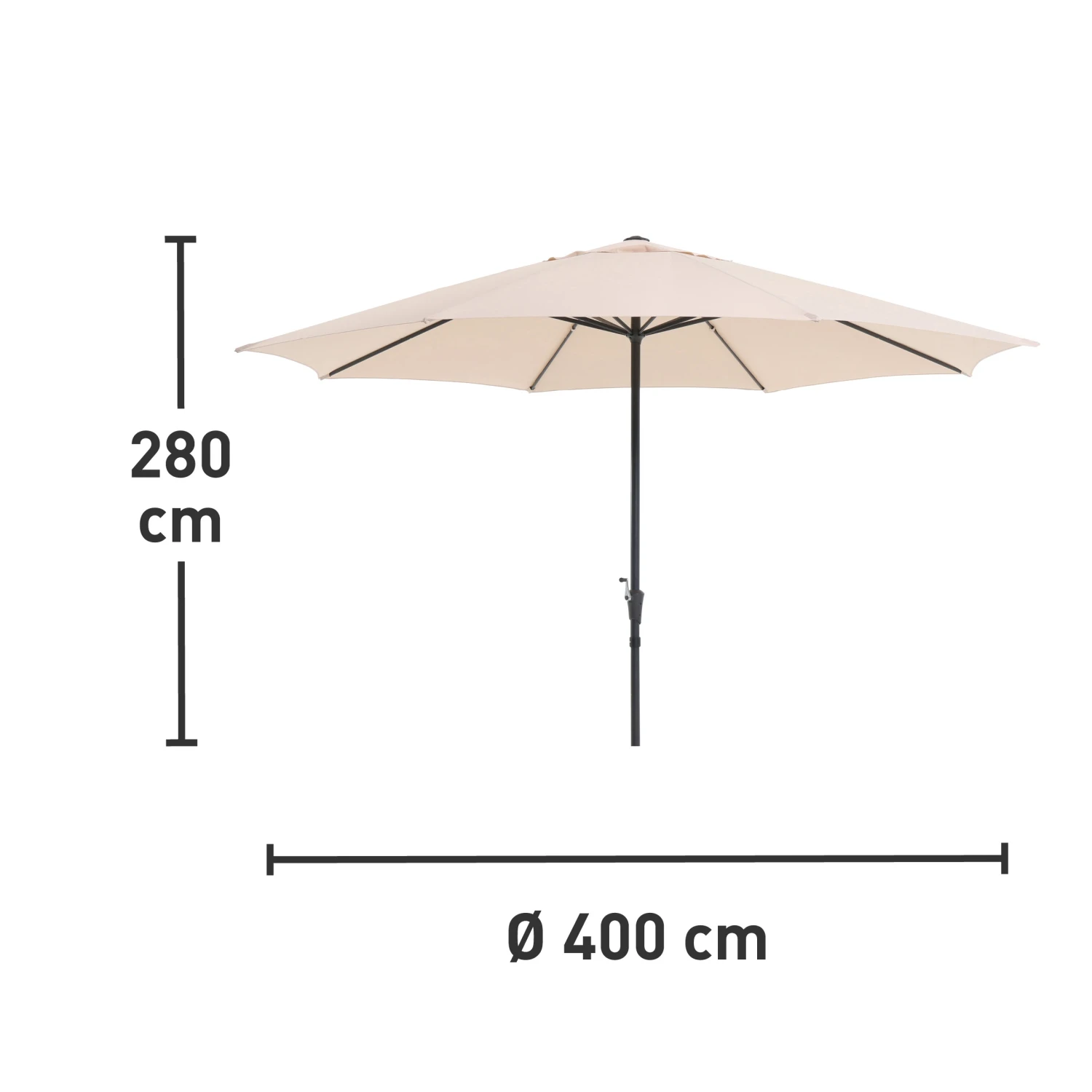 Ombrellone da giardino a palo centrale Ø 400 cm beige