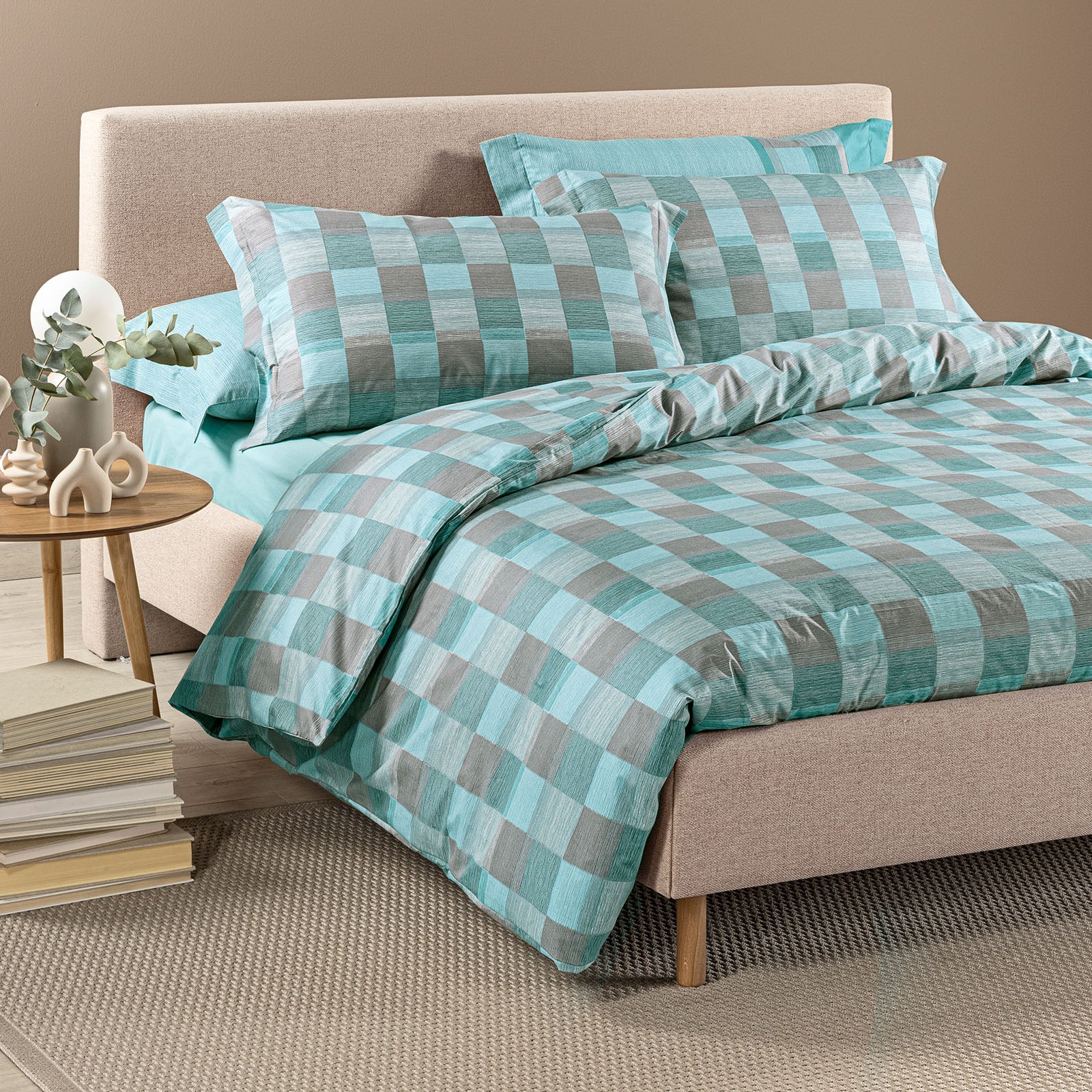 Completo Copripiumino In Cotone Oslo Piazza E Mezza Anice Caleffi