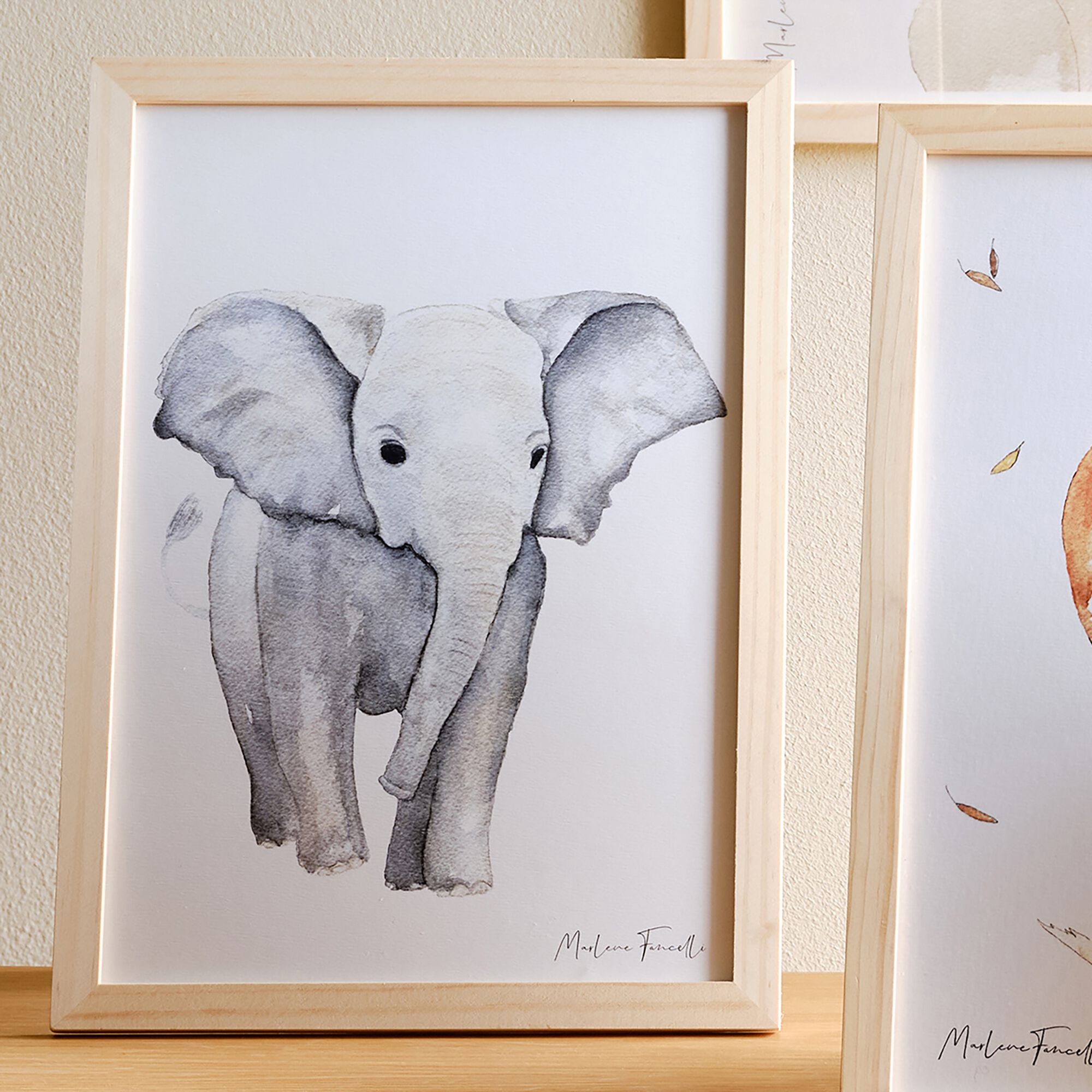 ELEPHANT - Image aquarelle encadrée Éléphant - A4