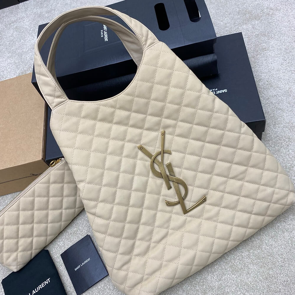 YSL ICARE maxi shopping bag in quilted nubuck suede(HIGH-END GRADE) - Top Club