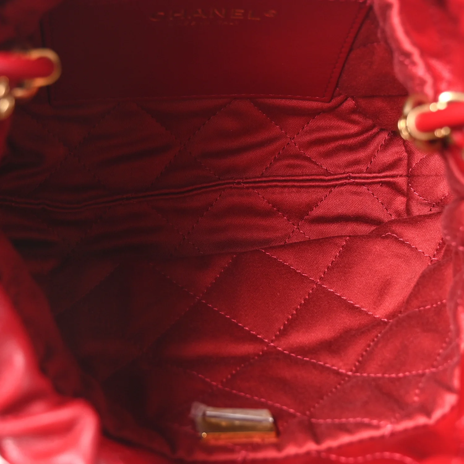 Shiny Calfskin Quilted Mini Chanel 22 Red - Top Club