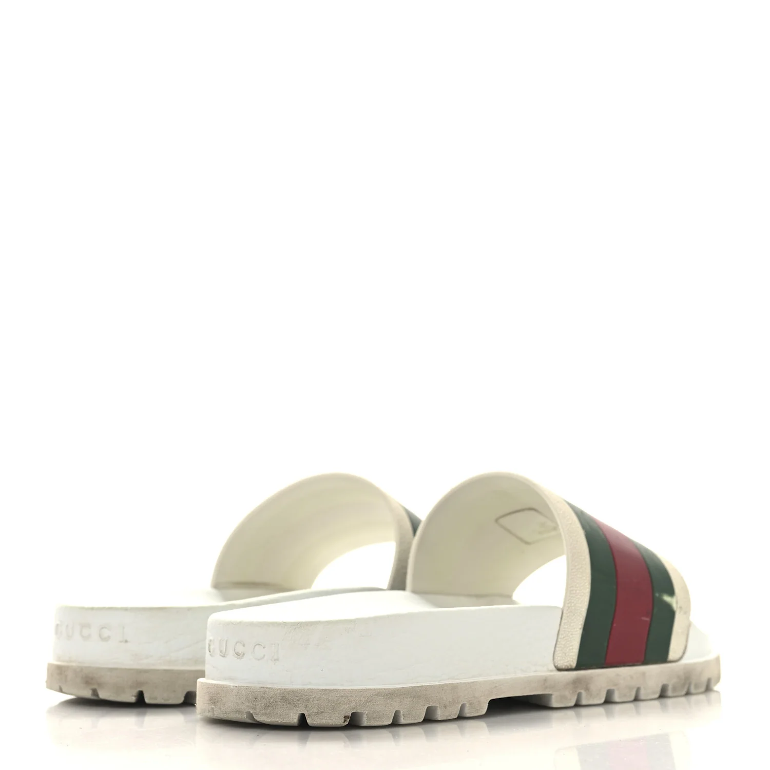 Rubber Web Mens Lug Sole Slide Sandals Great 5 White Green Red - Top Club