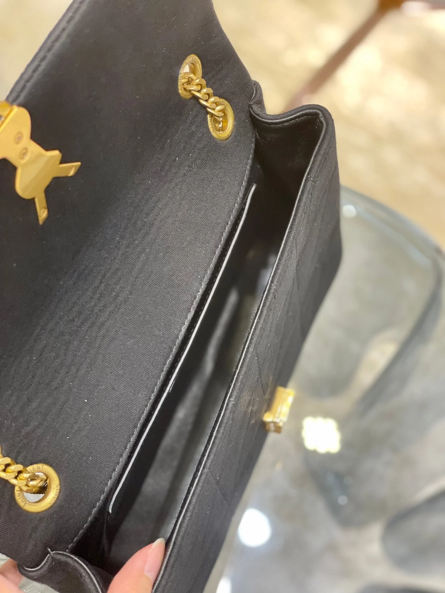 YSL Jamie Medium Chain Bag Black Carr�� Rive Gauche 24��15.5��6.5cm - Top Club
