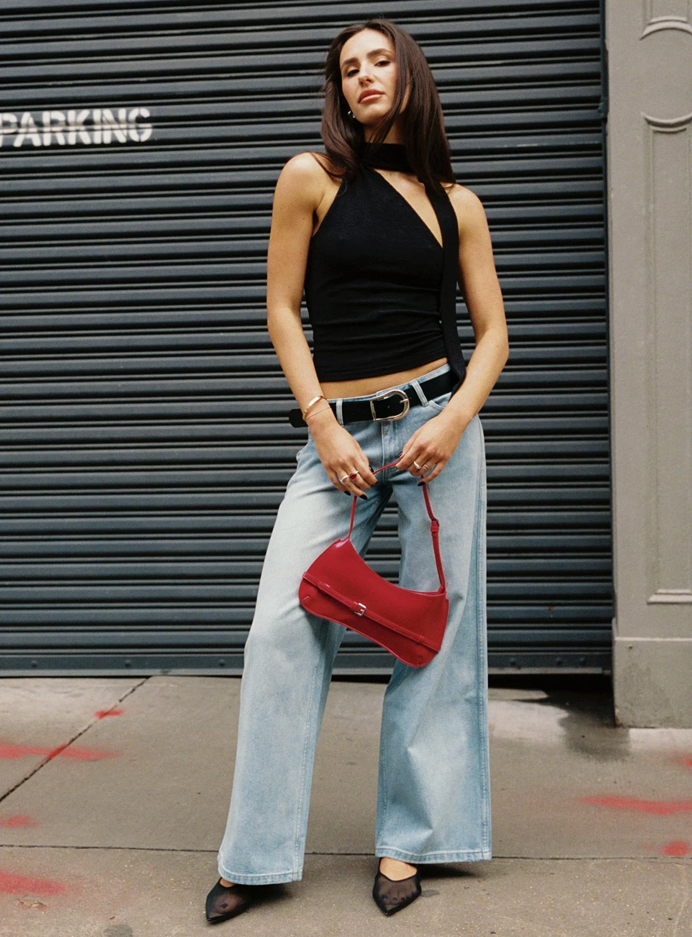 Anderstone Neck Tie Top Black