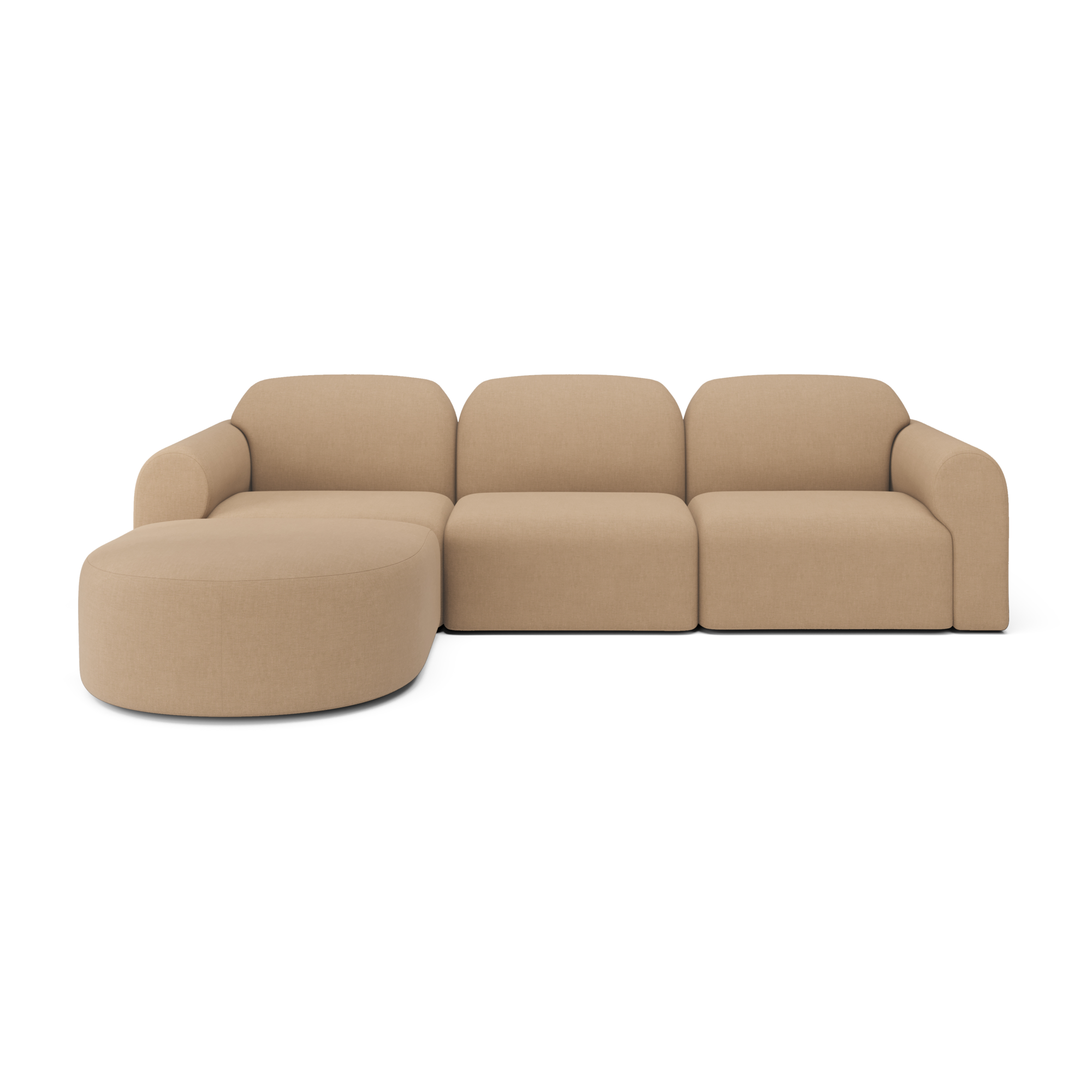 3-zitsbank Bulky met hocker rond - light sepia
