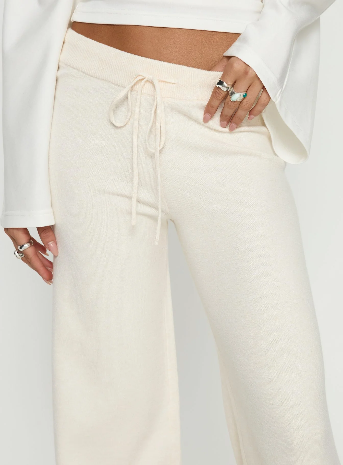 Felisha Low Waist Knit Pants White