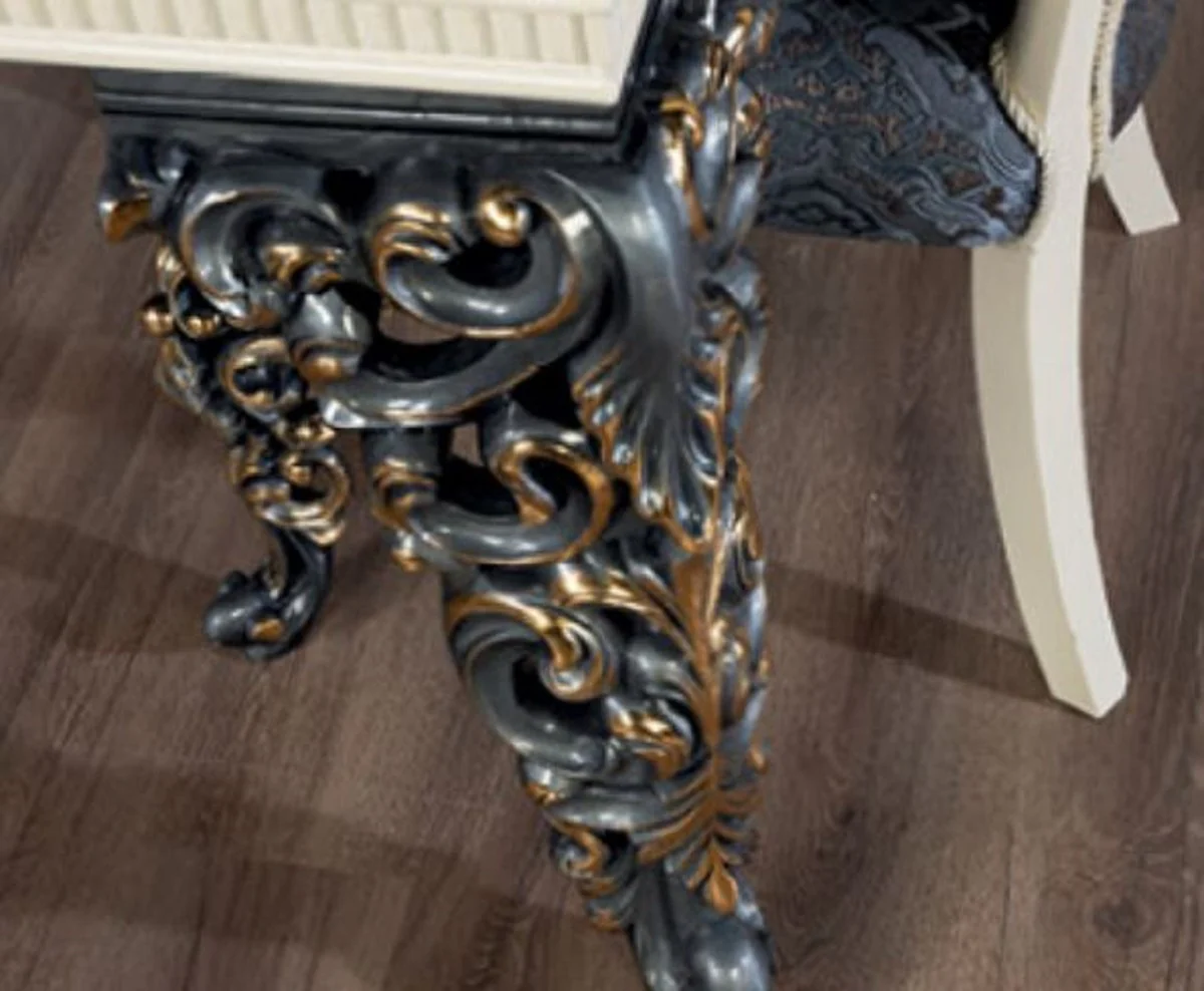 Luxury Baroque Dining Room Set Blue / White / Bronze / Gold - 1 Baroque Dining Table & 6 Baroque Dining Room Chairs - Baroque Dining Room Furniture - Luxury Furniture in Baroque Style - Noble & Magnificent