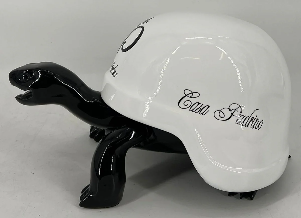 Luxury decorative figure turtle black / white 40 cm - decorative sculpture