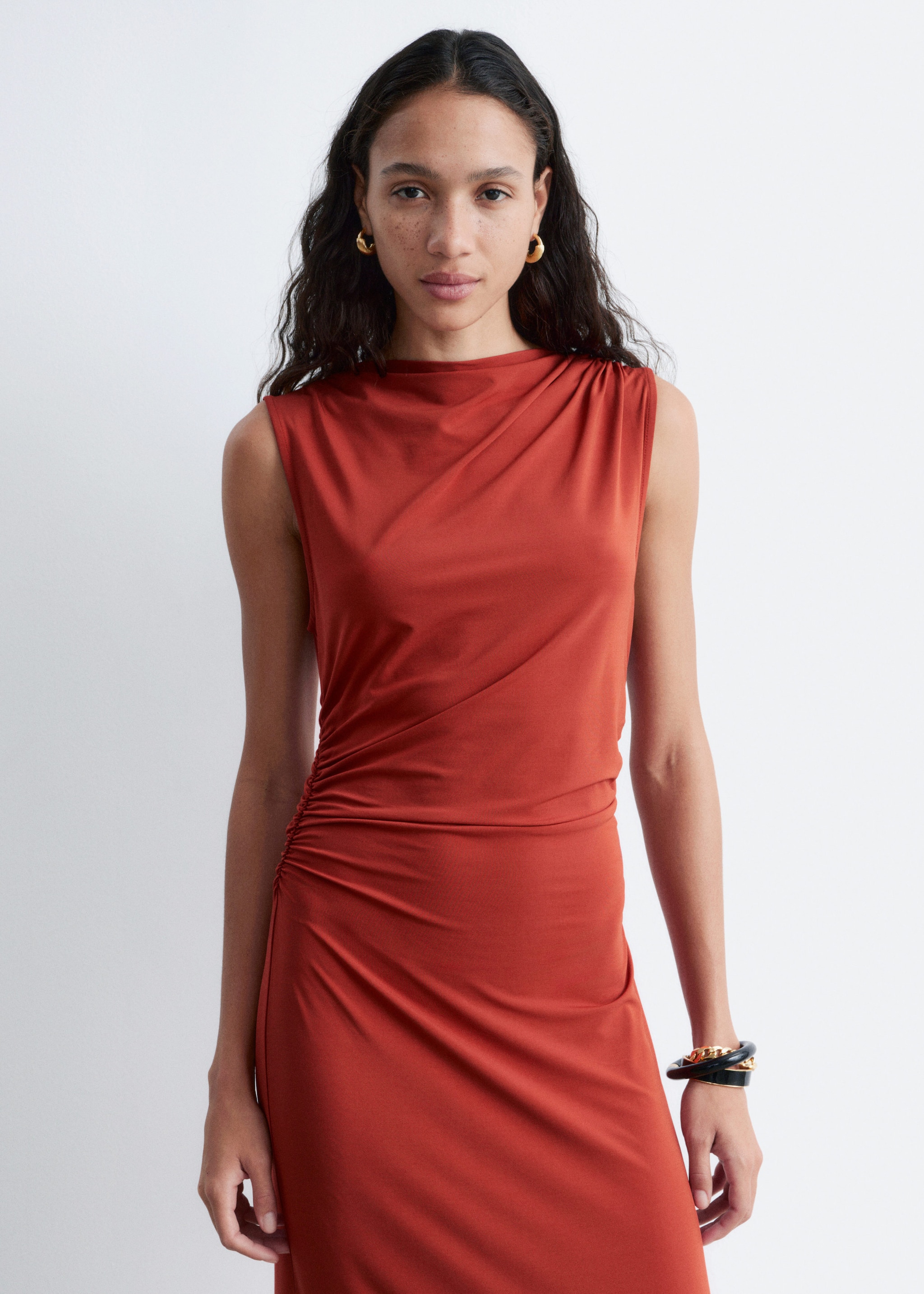 & Other Stories SLEEVELESS DRAPED MIDI DRESS