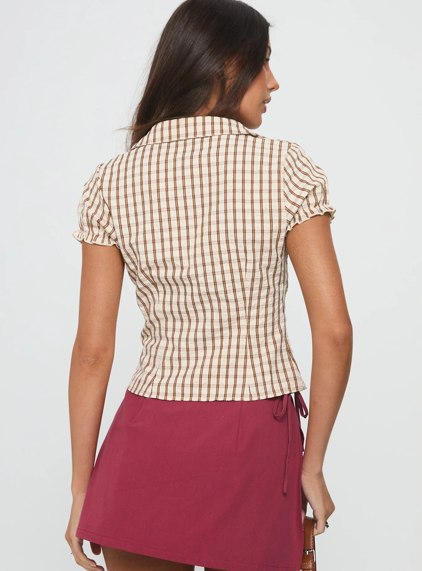 Arla Blouse Brown Check