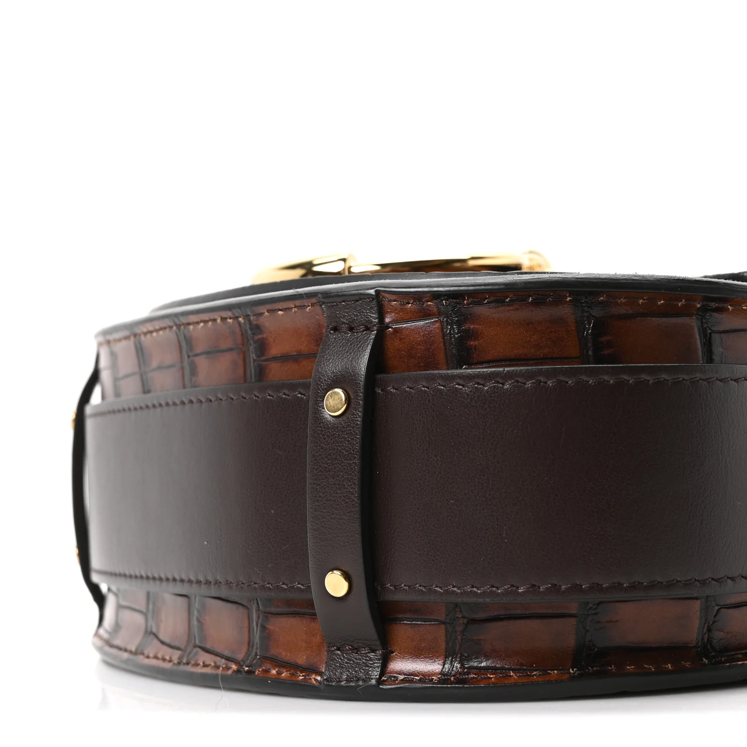 Calfskin Crocodile Embossed Small Tess Bag Dark Ebony - Top Club