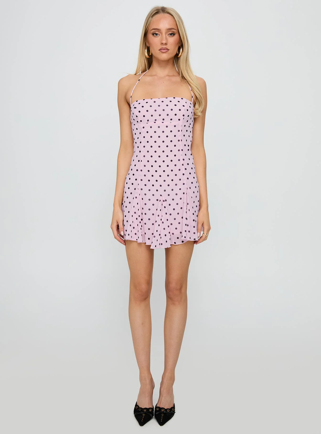 Delamere Mini Dress Pink / Black Polka Dot