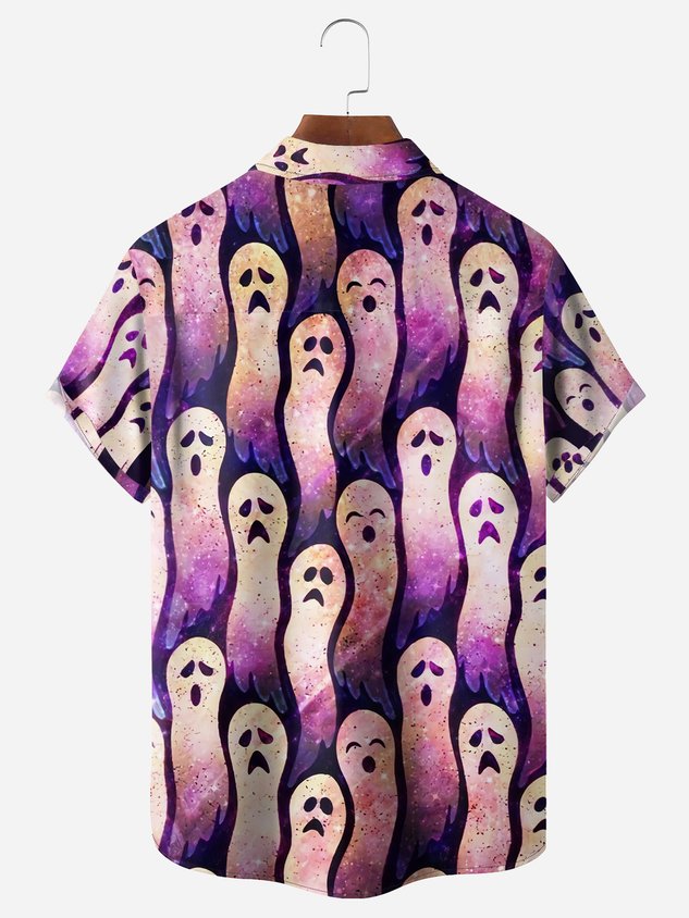 Ghost Chest Pocket Short Sleeves Casual Shirts