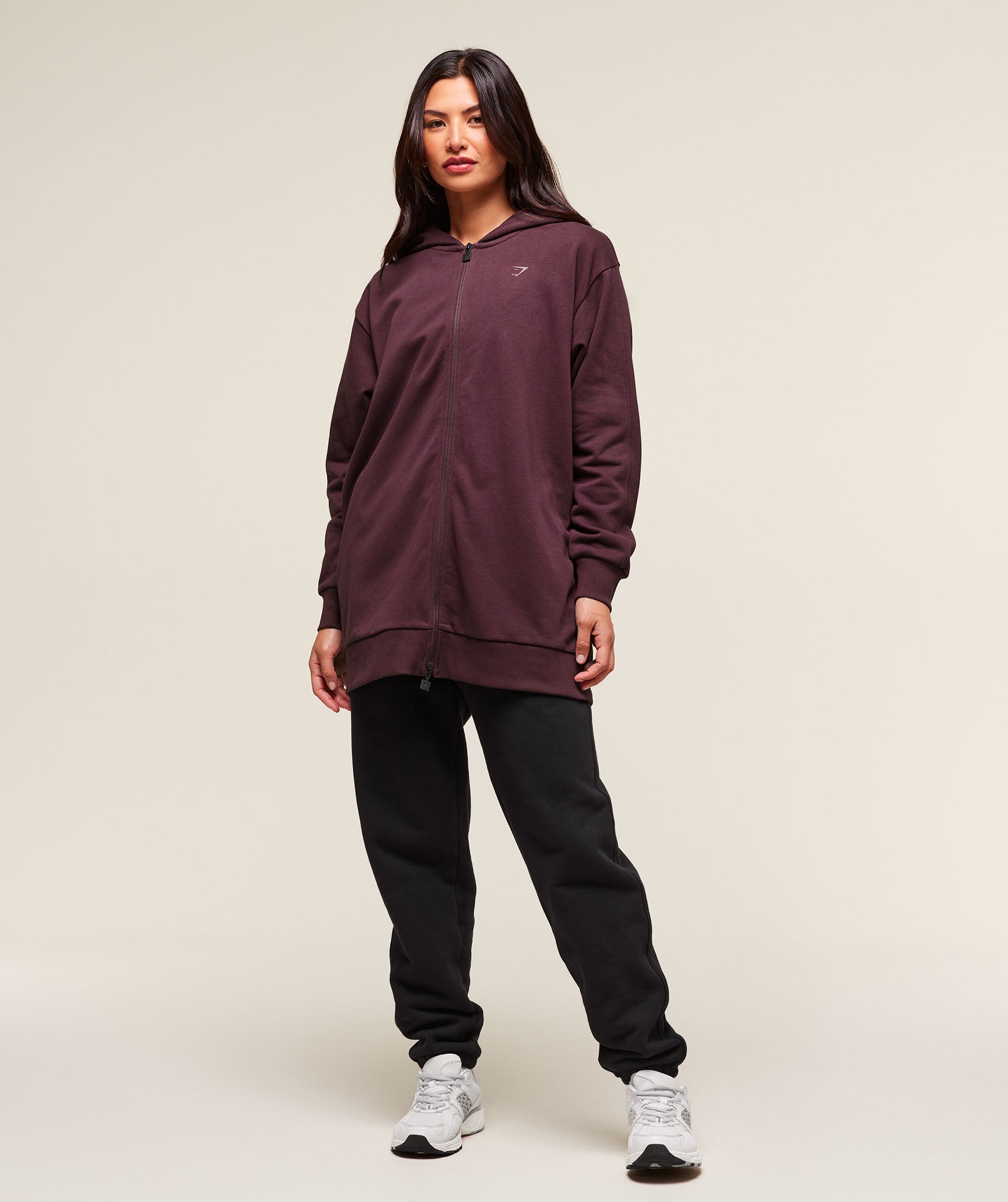 COACH Covered Longline Zip Up Hoodie