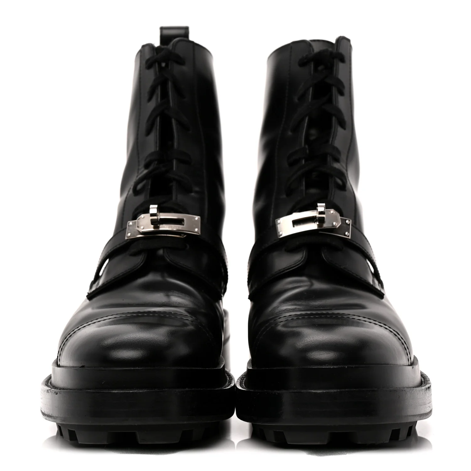 Glossed Calfskin Funk Ankle Boots 38.5 Black - Top Club
