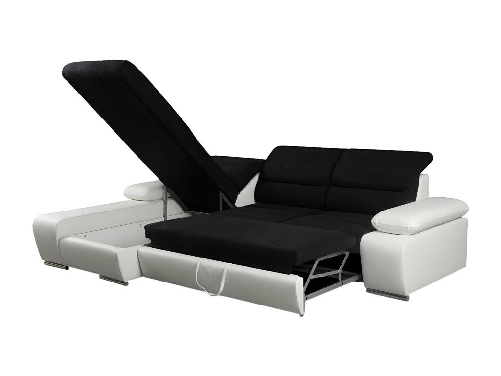 Sofá cama rinconero bicolor negro con ángulo izquierdo MIRABEAU - Joliven