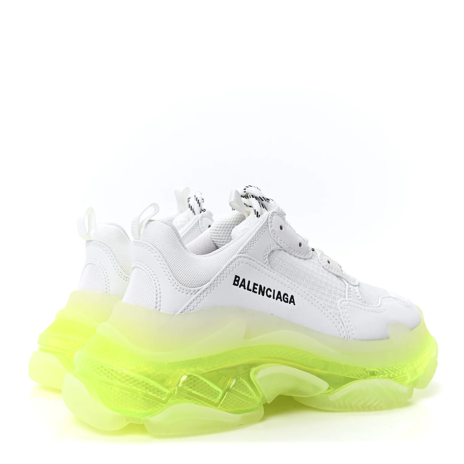 Fabric Mesh Clear Sole Fluo Womens Triple S Sneakers 38 White Fluo Yellow - Top Club