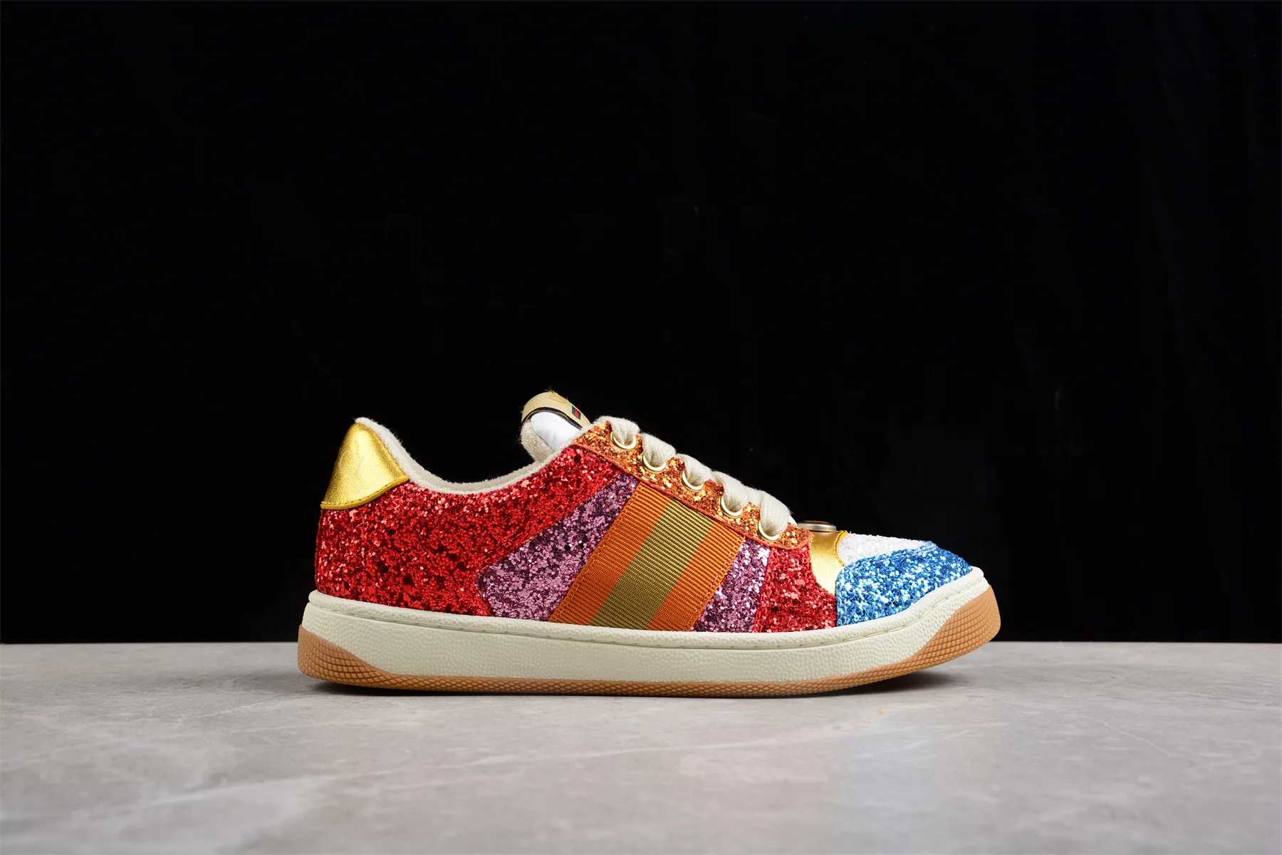 Gucci Glitter-Embellished Screener Sneakers - Sneaker Replica Workshop