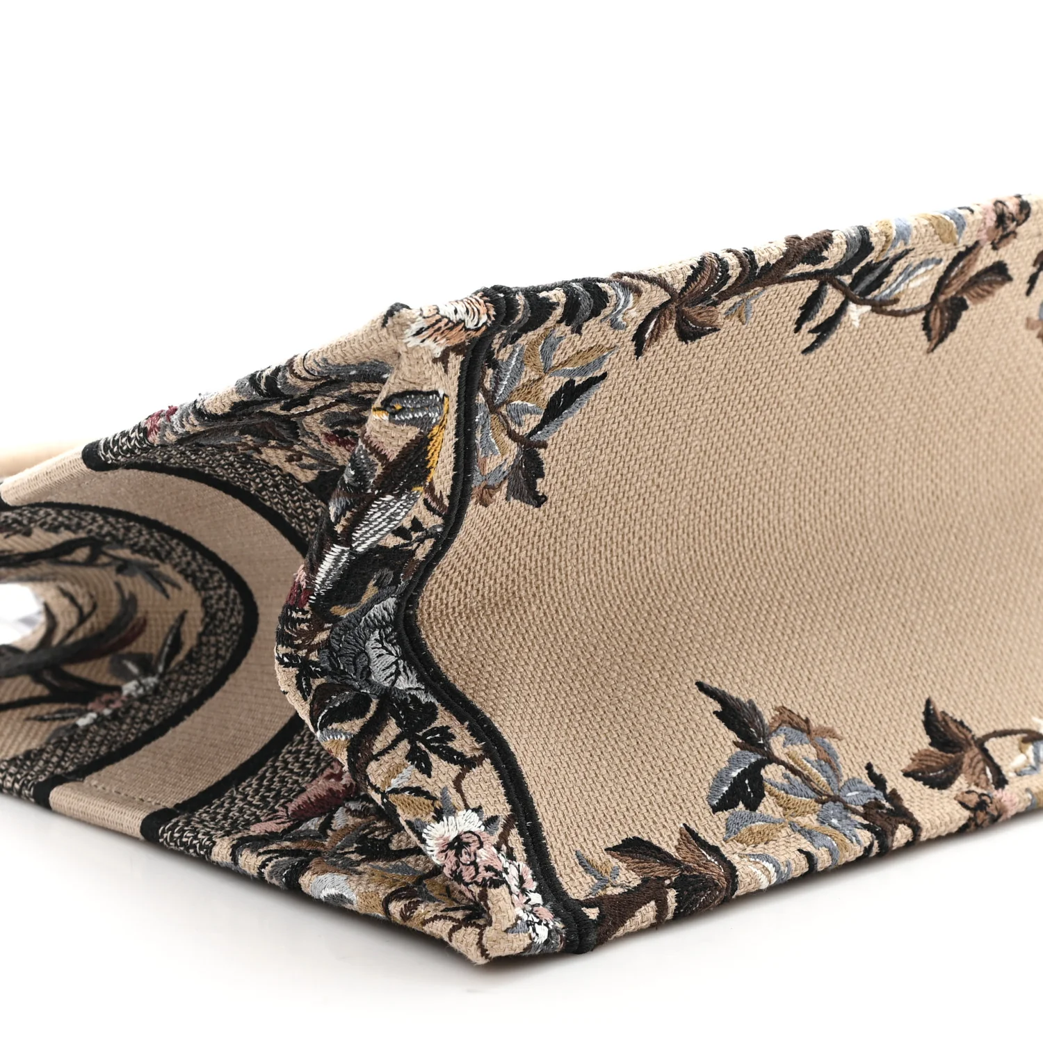 Canvas Embroidered Jardin D'Hiver Medium Book Tote Beige Multicolor - Top Club