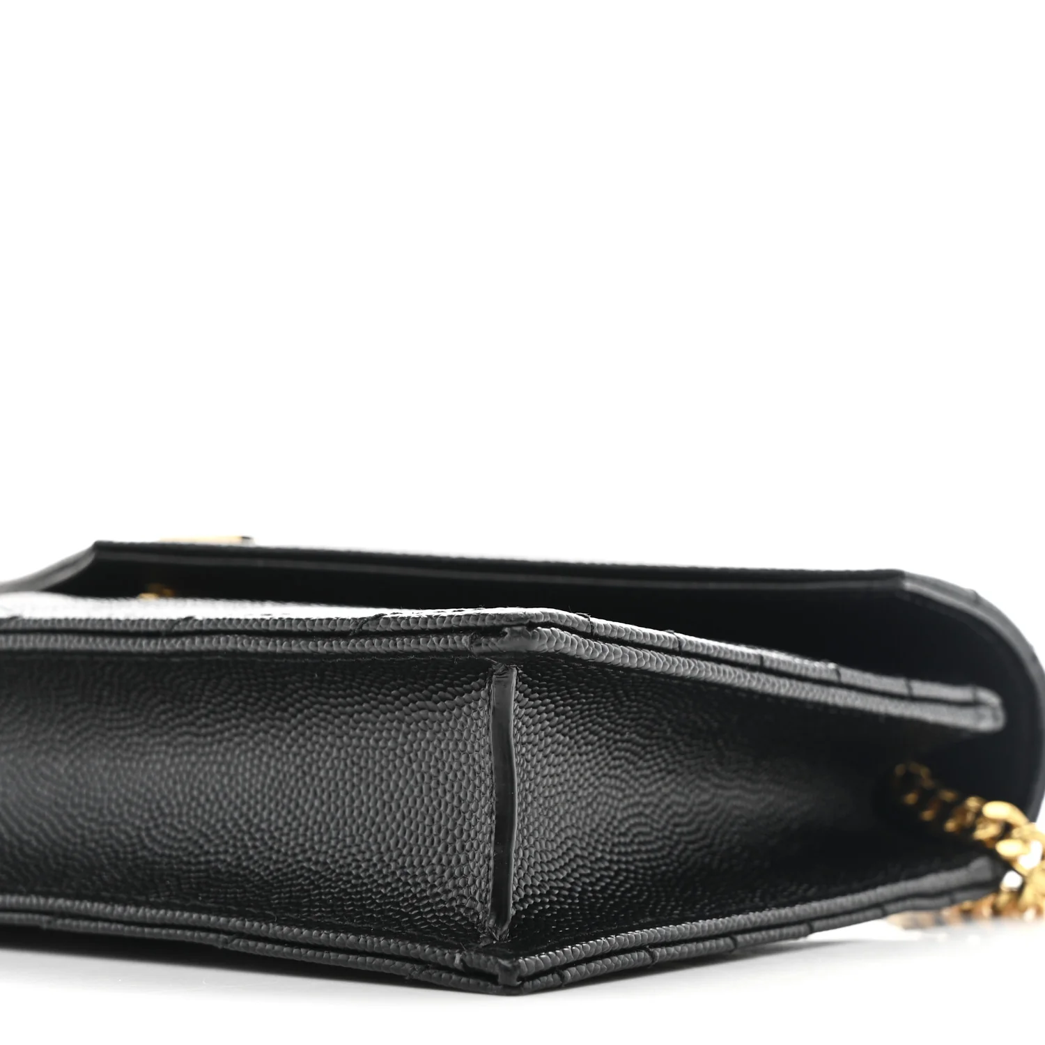 Grain De Poudre Matelasse Chevron Monogram Envelope Chain Wallet Black - Top Club