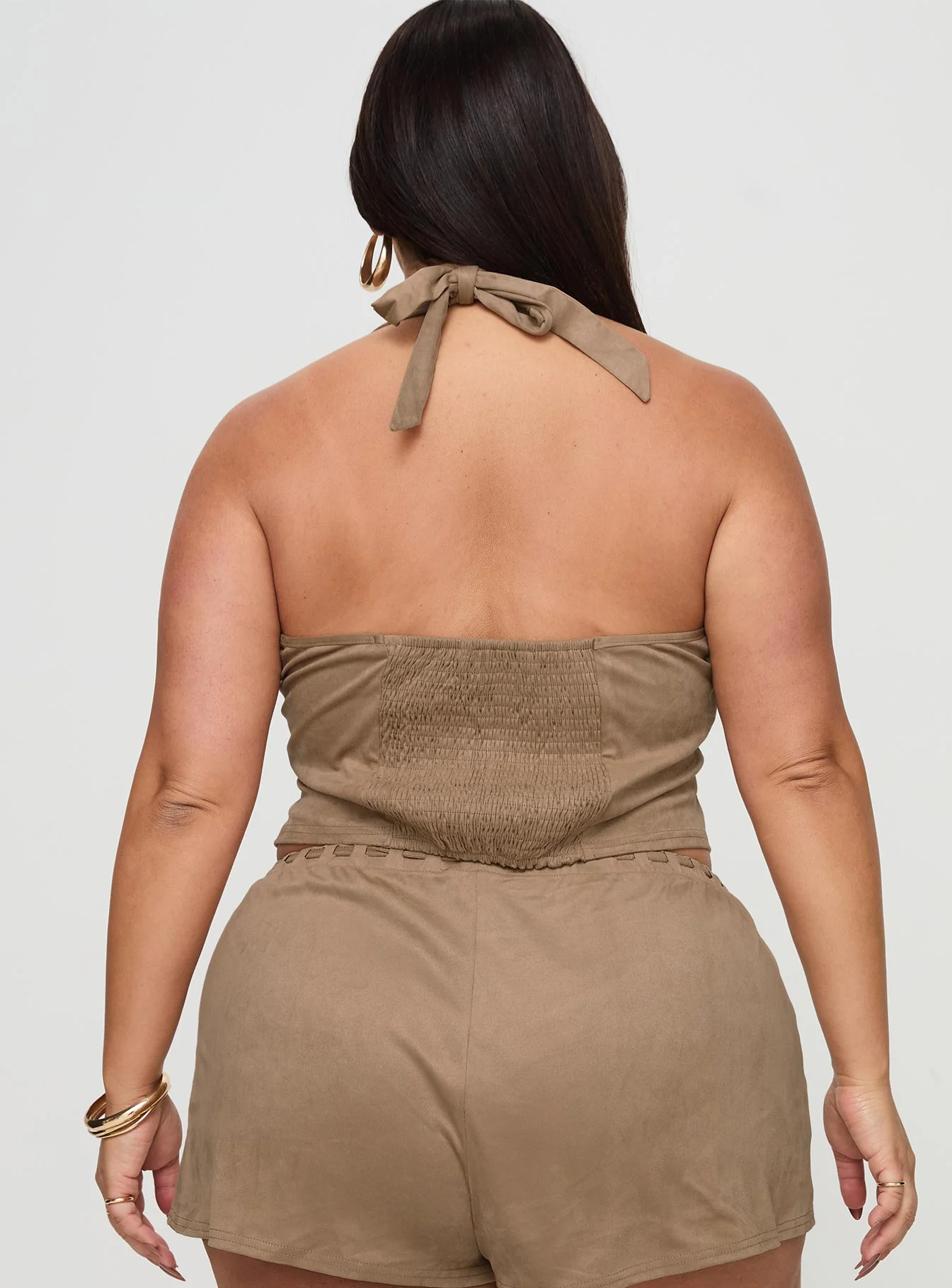 Eternal Youth Faux Suede Top Taupe Curve