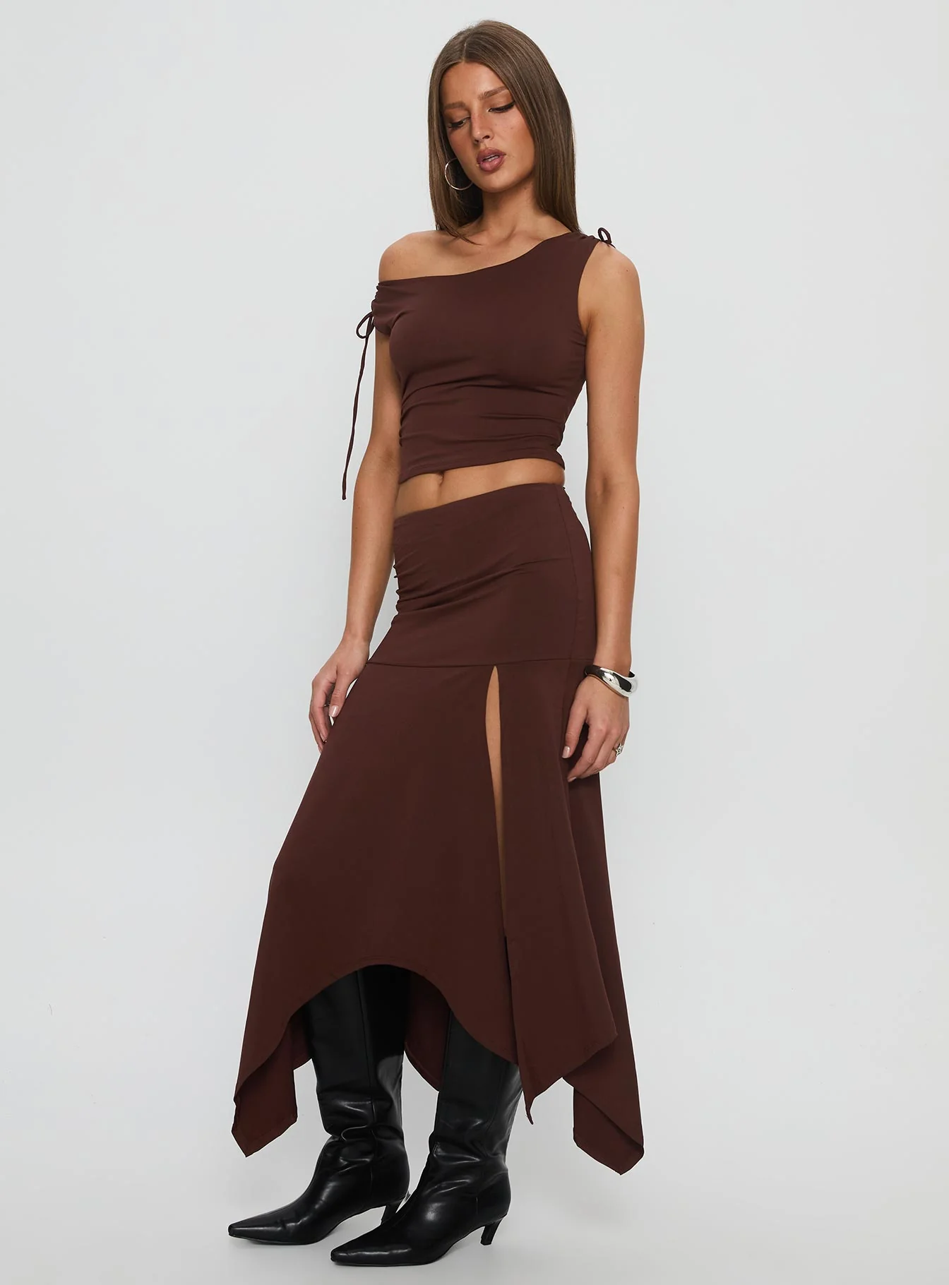 Azlynn Off Shoulder Set Brown