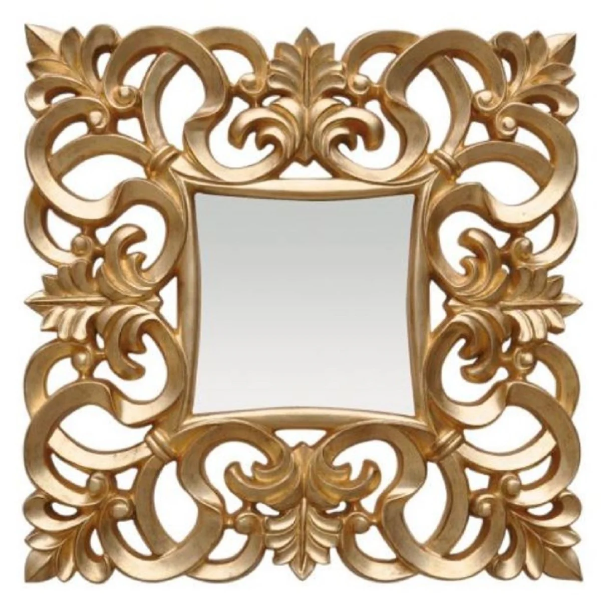 Baroque mirror gold 76 x H. 76 cm - Square wall mirror in baroque style - Magnificent antique style wardrobe mirror - Baroque interior - Baroque furniture