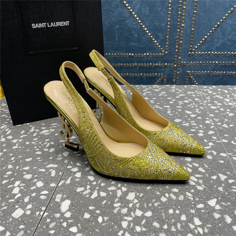 YSL rhinestone high heel classic logo letter high heel sandals - Sneaker Replica Workshop