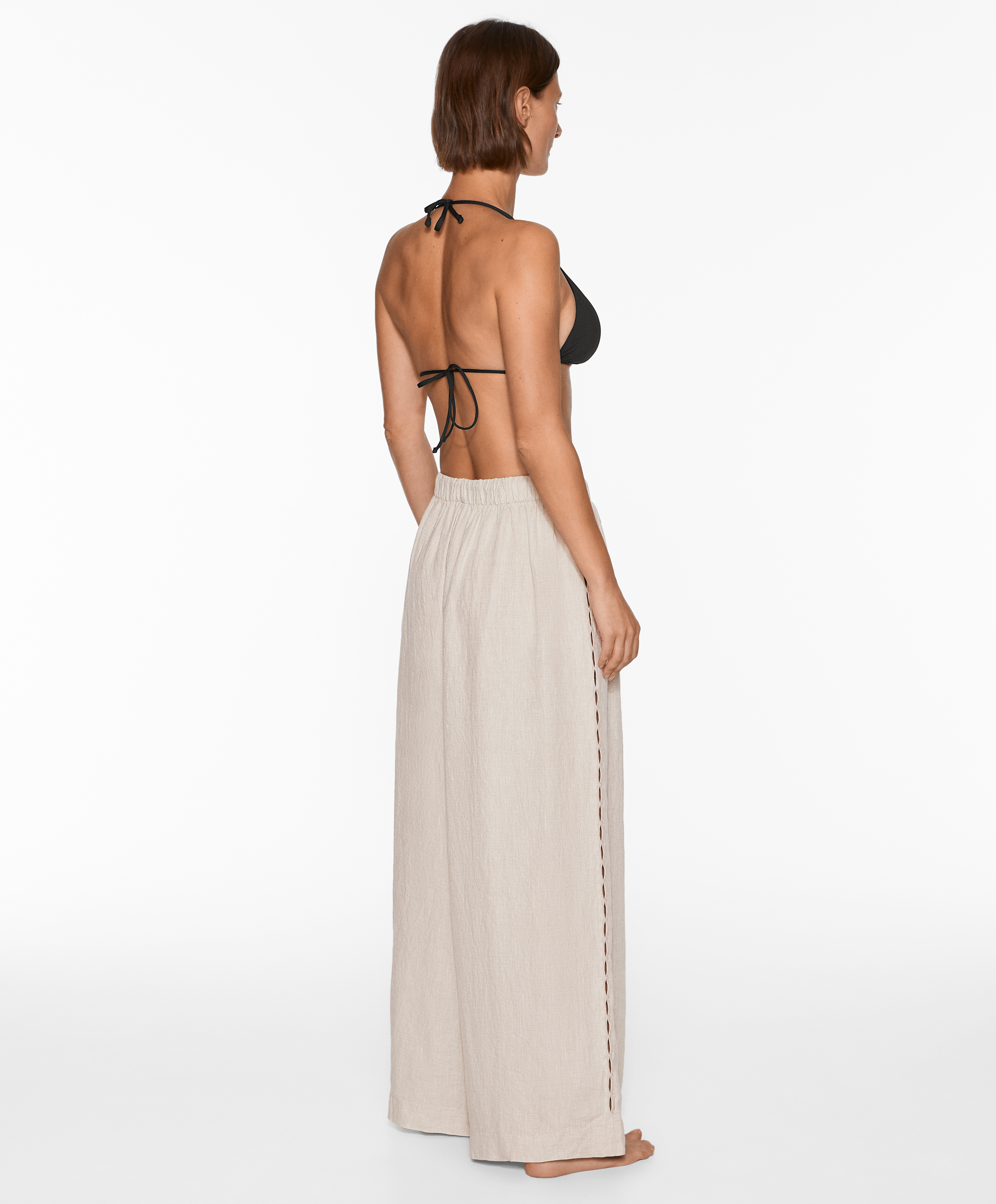 OYSHO Straight cut 100% linen trousers