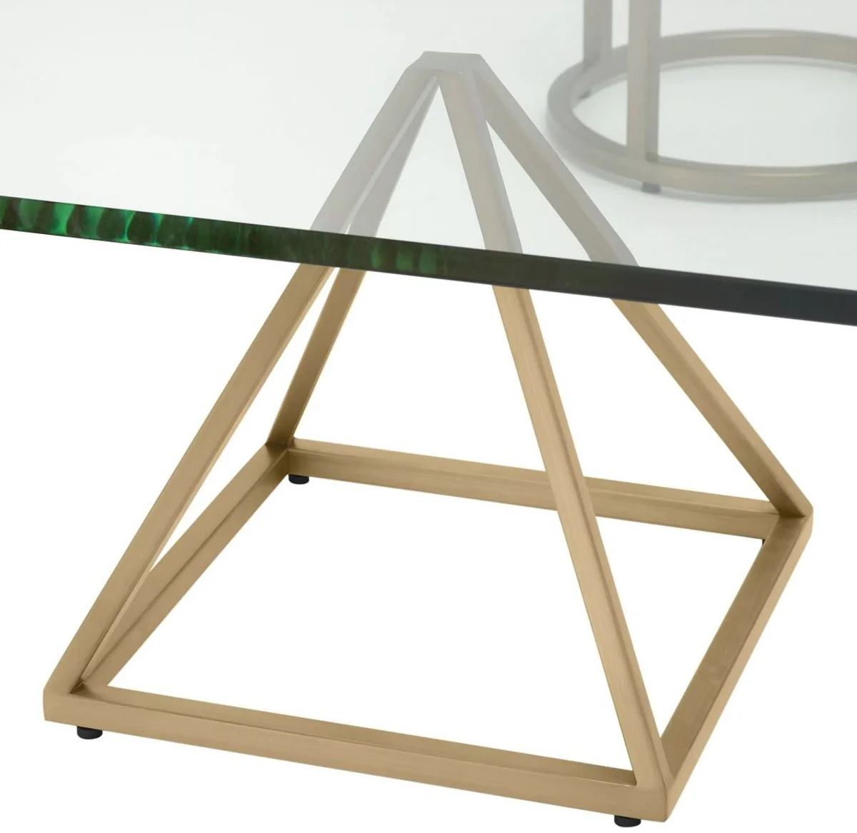 Luxury brass coffee table 120 x 120 x H. 30 cm - Square living room table with glass top - Living room furniture - Luxury furniture - Living room furnishings - Luxury furnishings